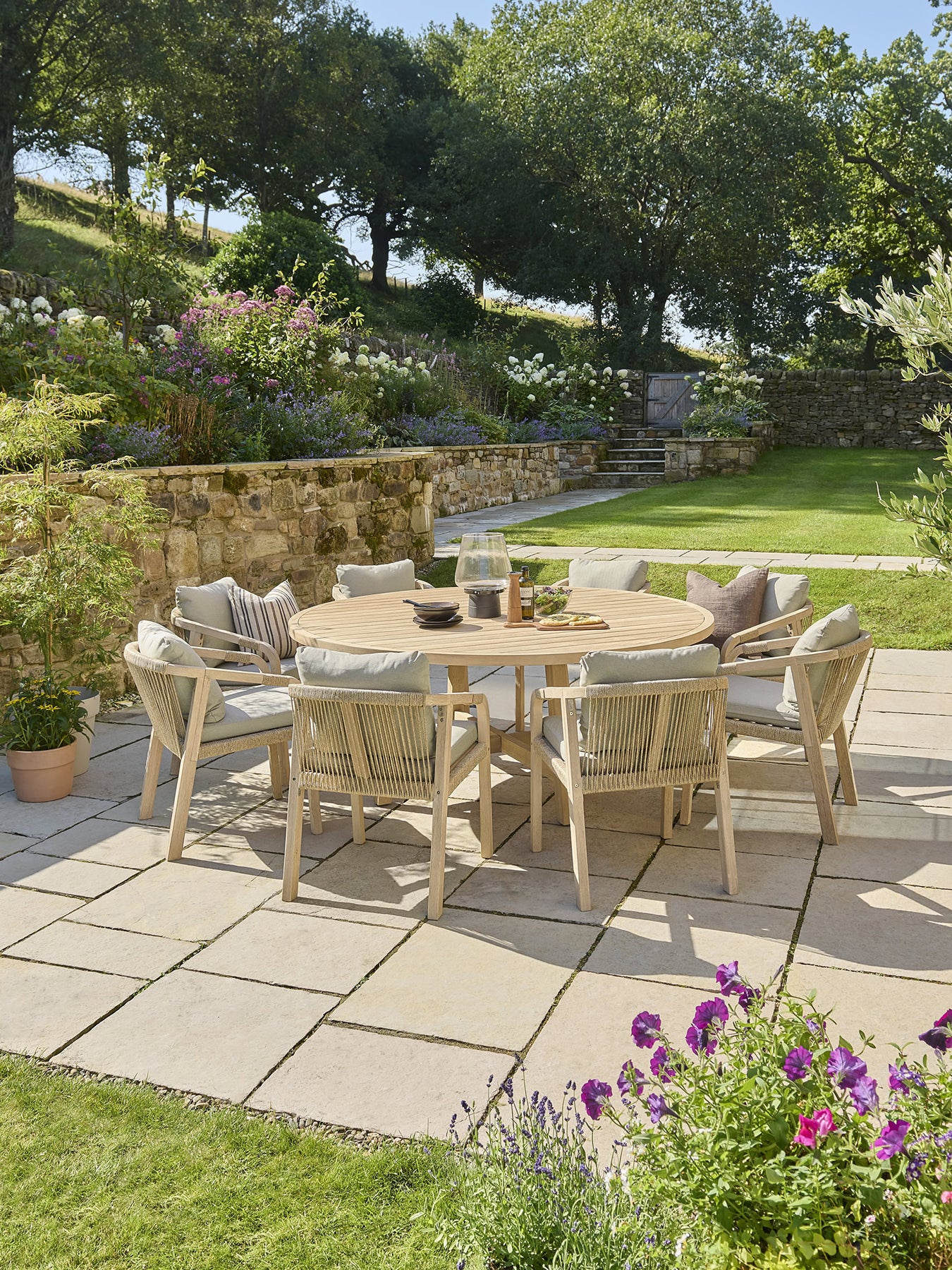 Cora Rope 8 Seat Dining Set Beige