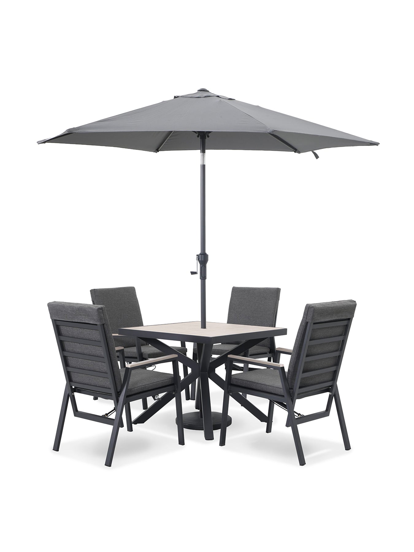 Tudor Garden 4 Seat Recliner Dining Set Black