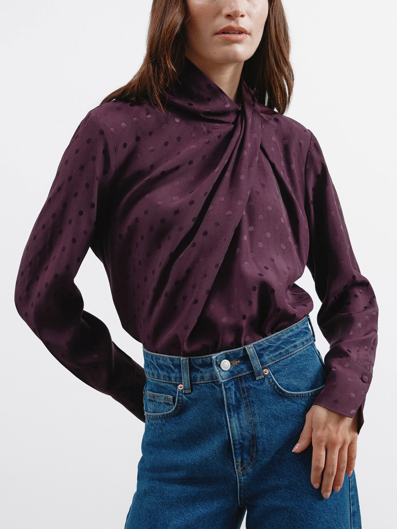 Jaquard Twist Neck Top