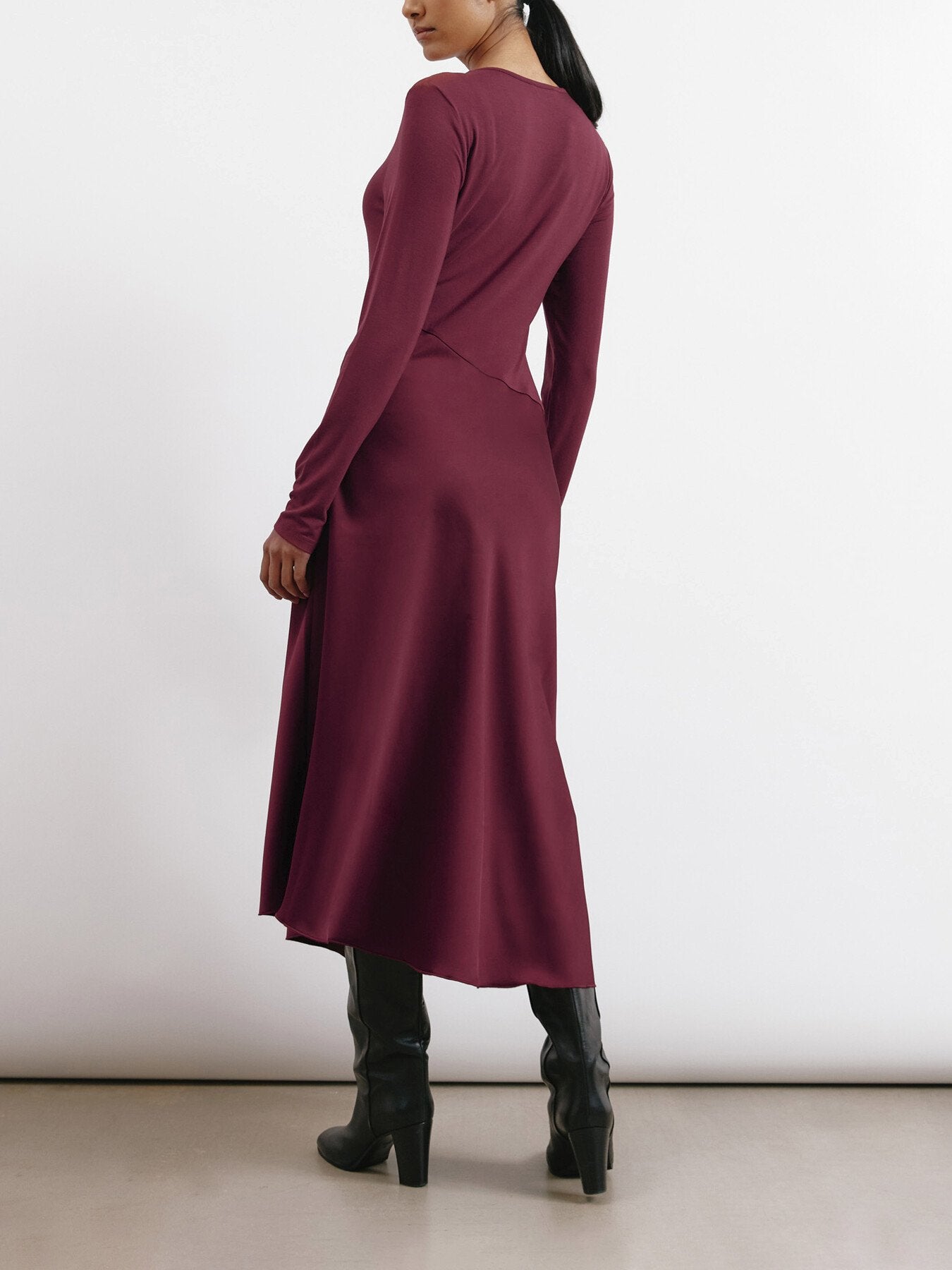 Satin & Jersey Asymmetric Dress