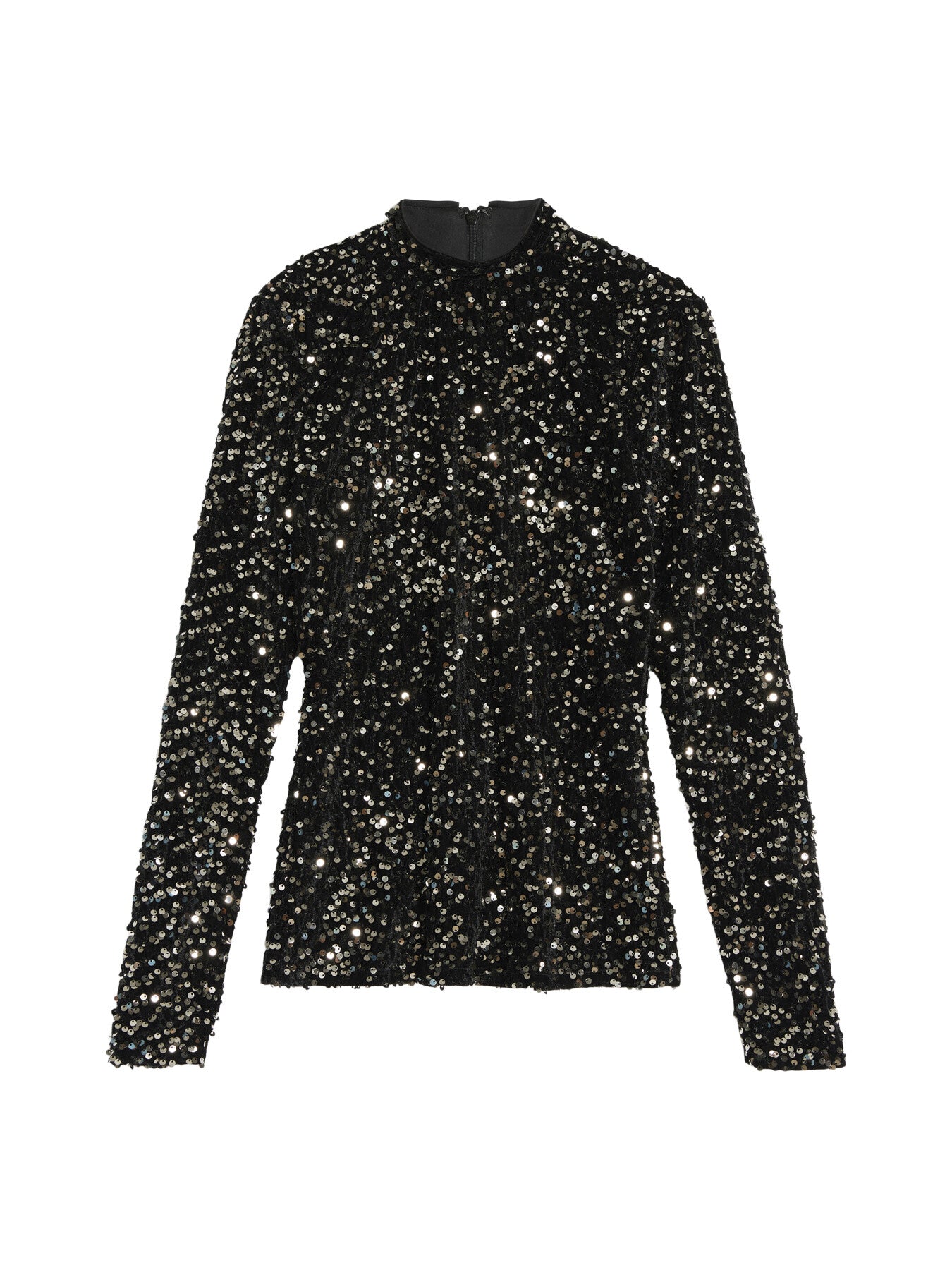 Velvet Sequin Turtle Neck Top