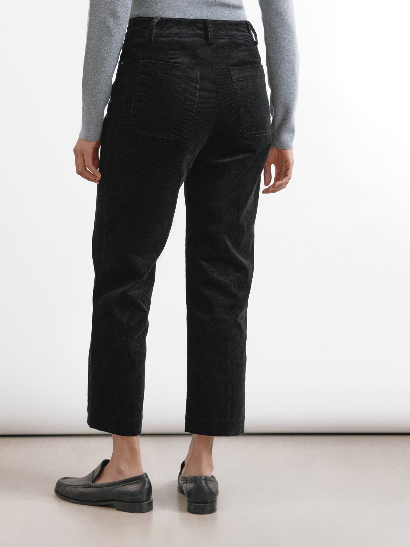 Cord Straight Leg Trousers Black