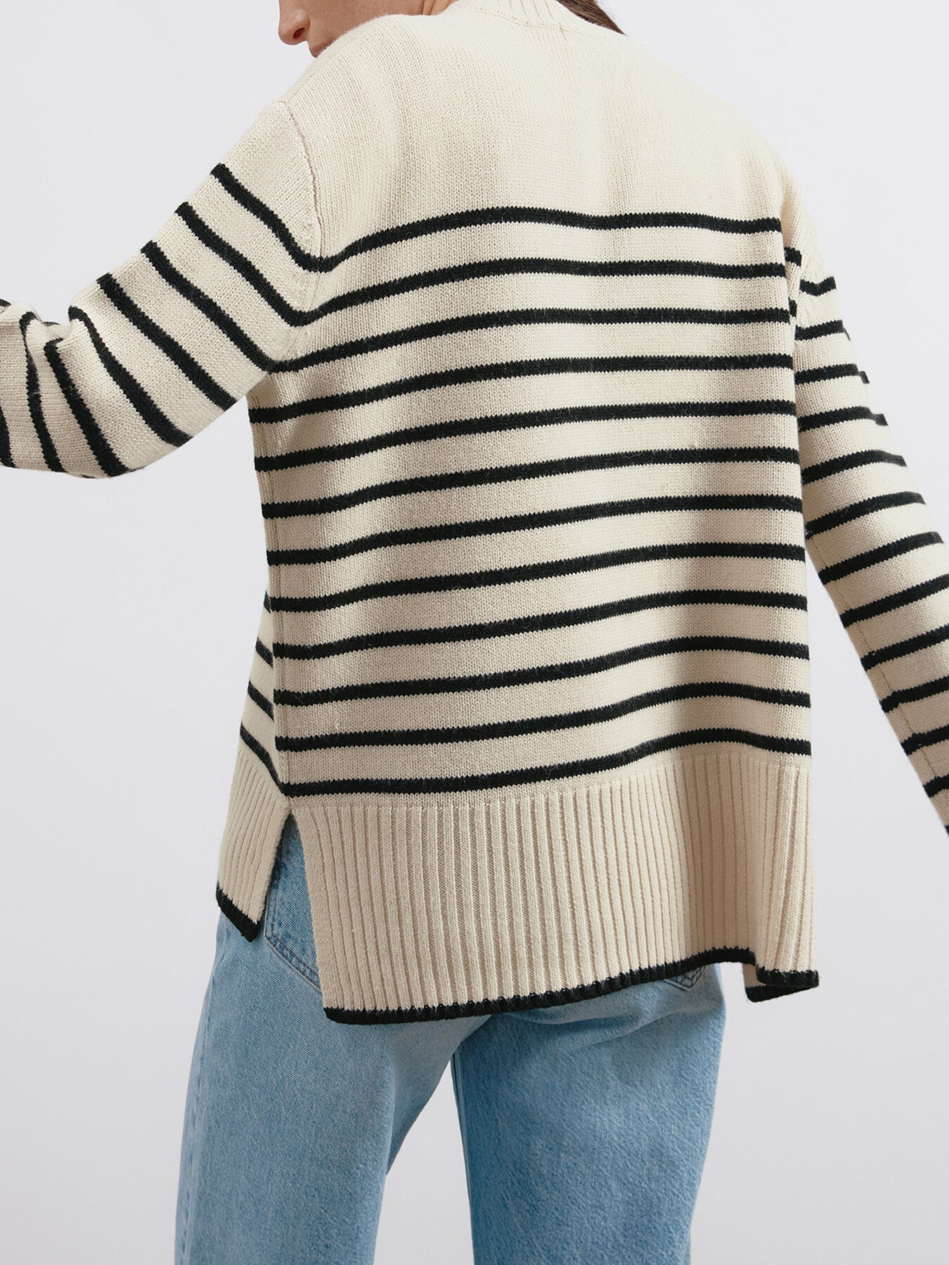 Breton Stripe Crew Jumper Cream