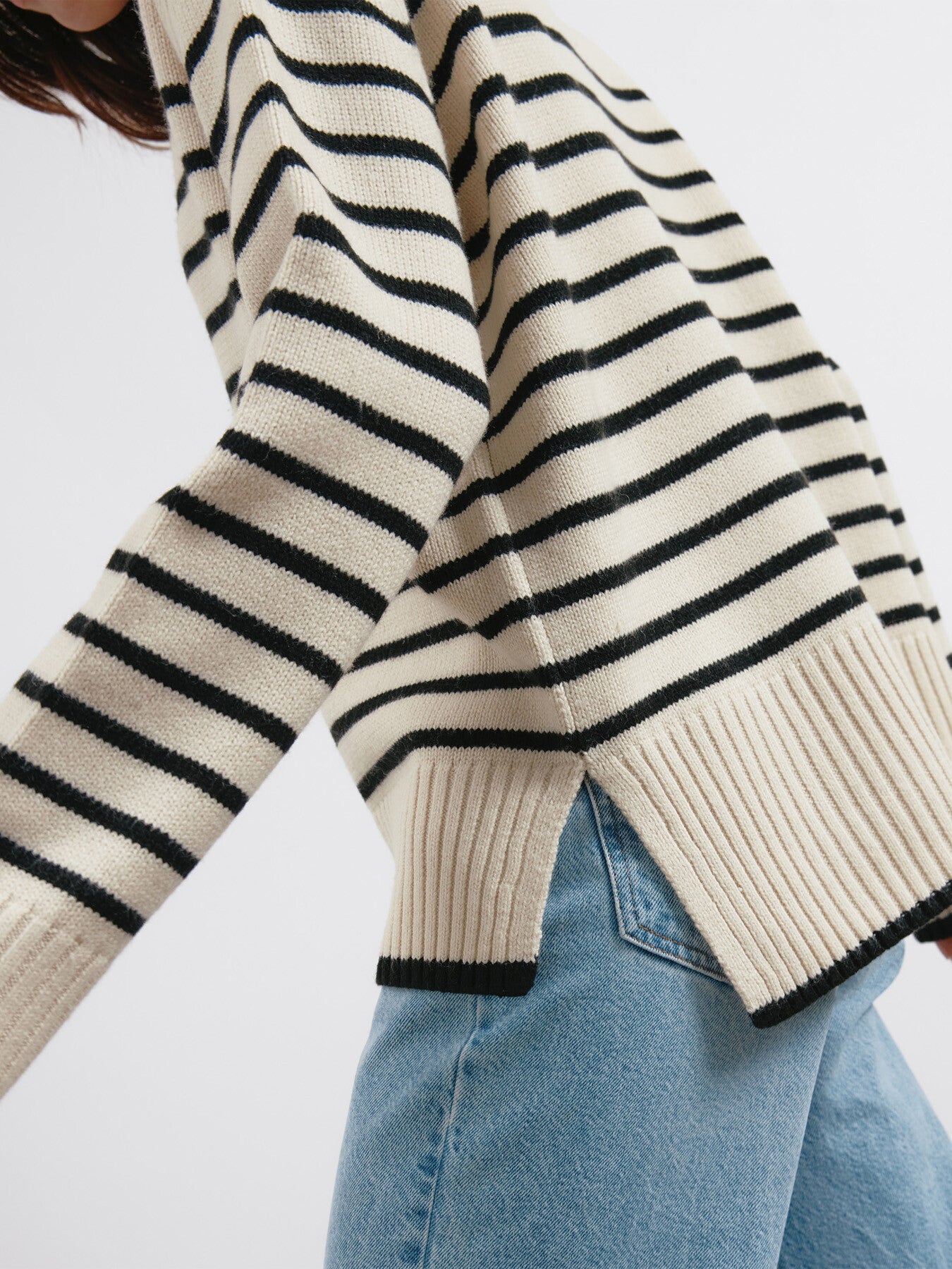 Breton Stripe Crew Jumper Cream