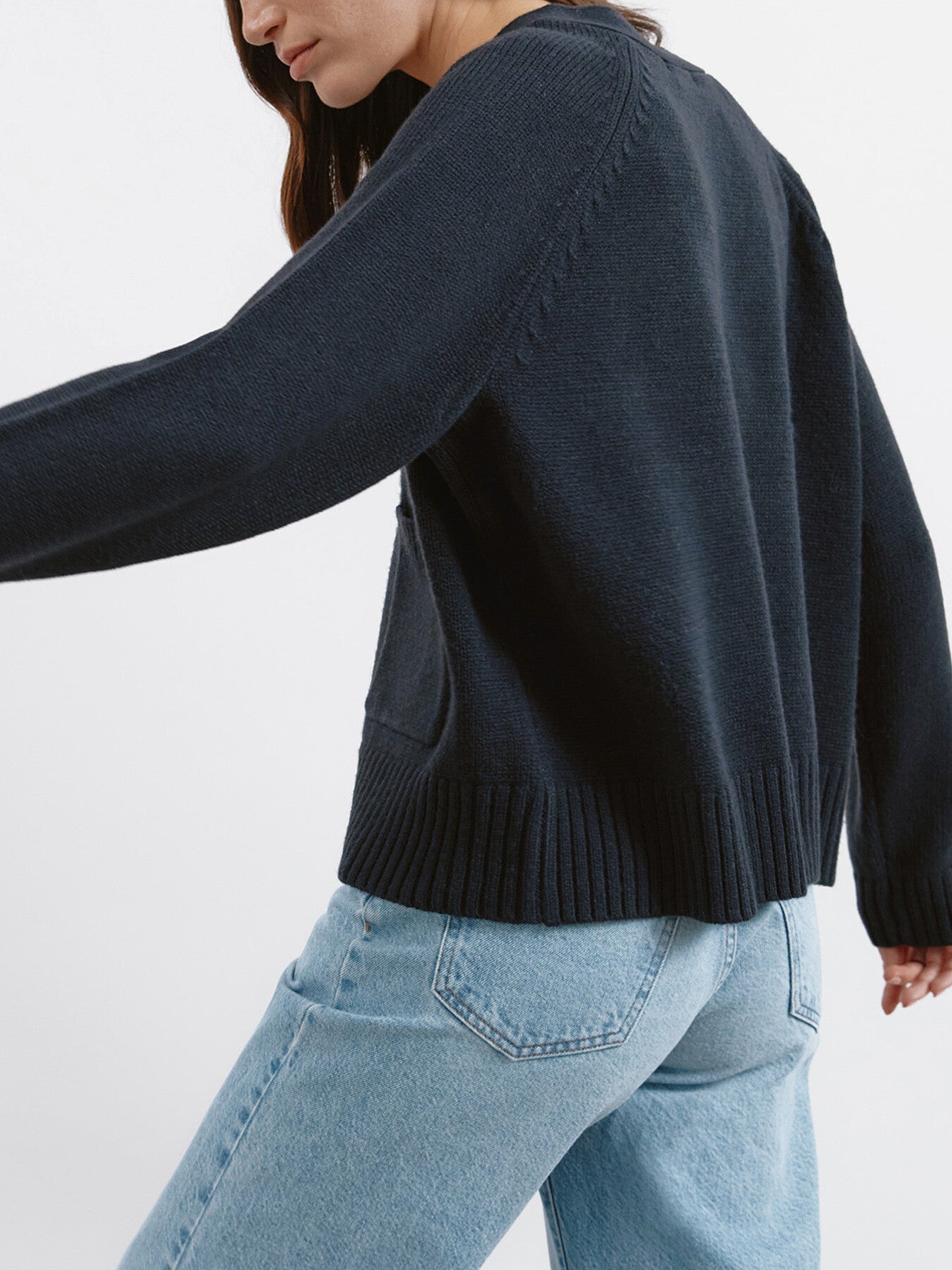 Relaxed V Neck Cardi Navy