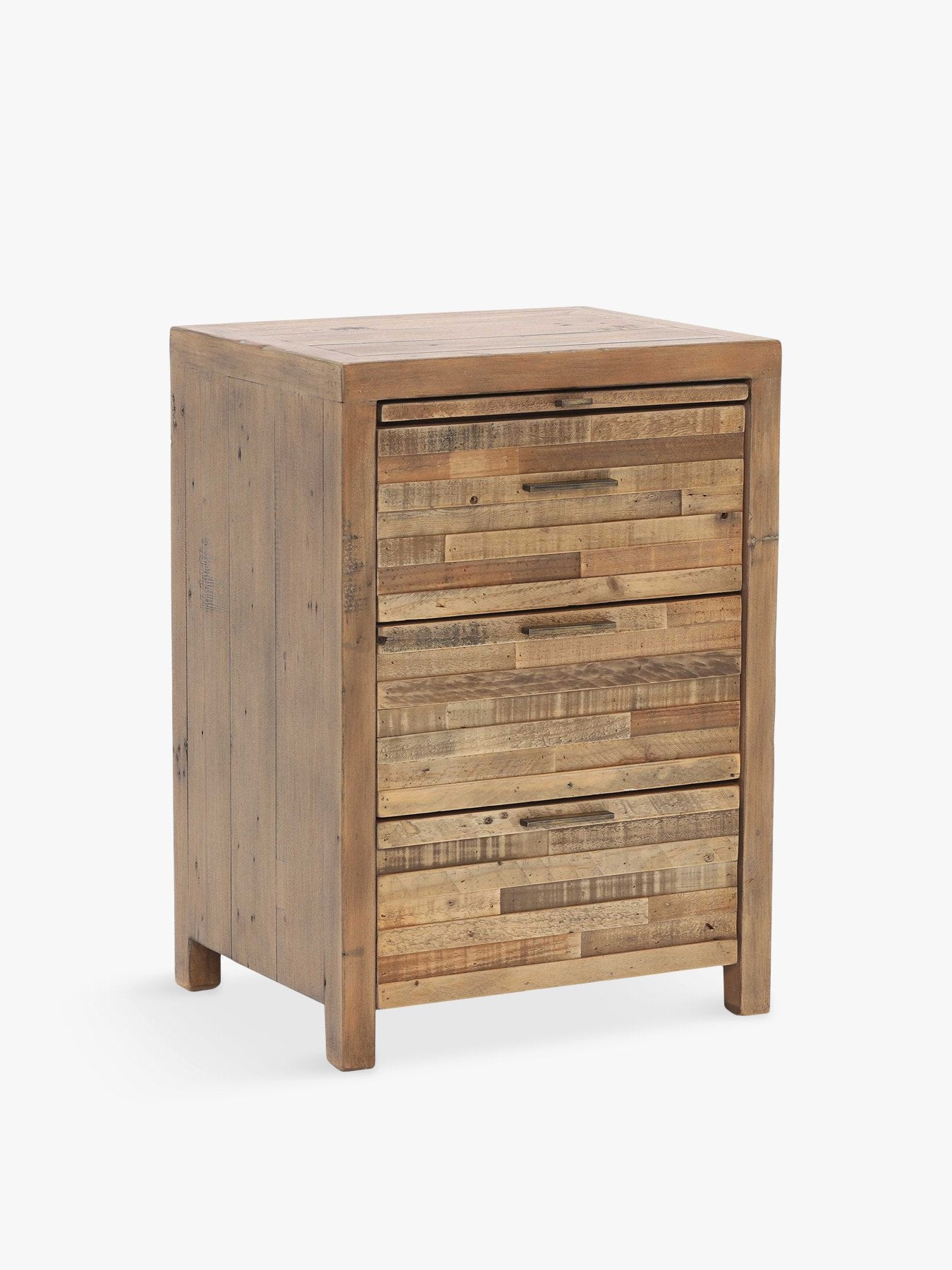 Charlie Reclaimed Wood 3 Drawer Bedside Table