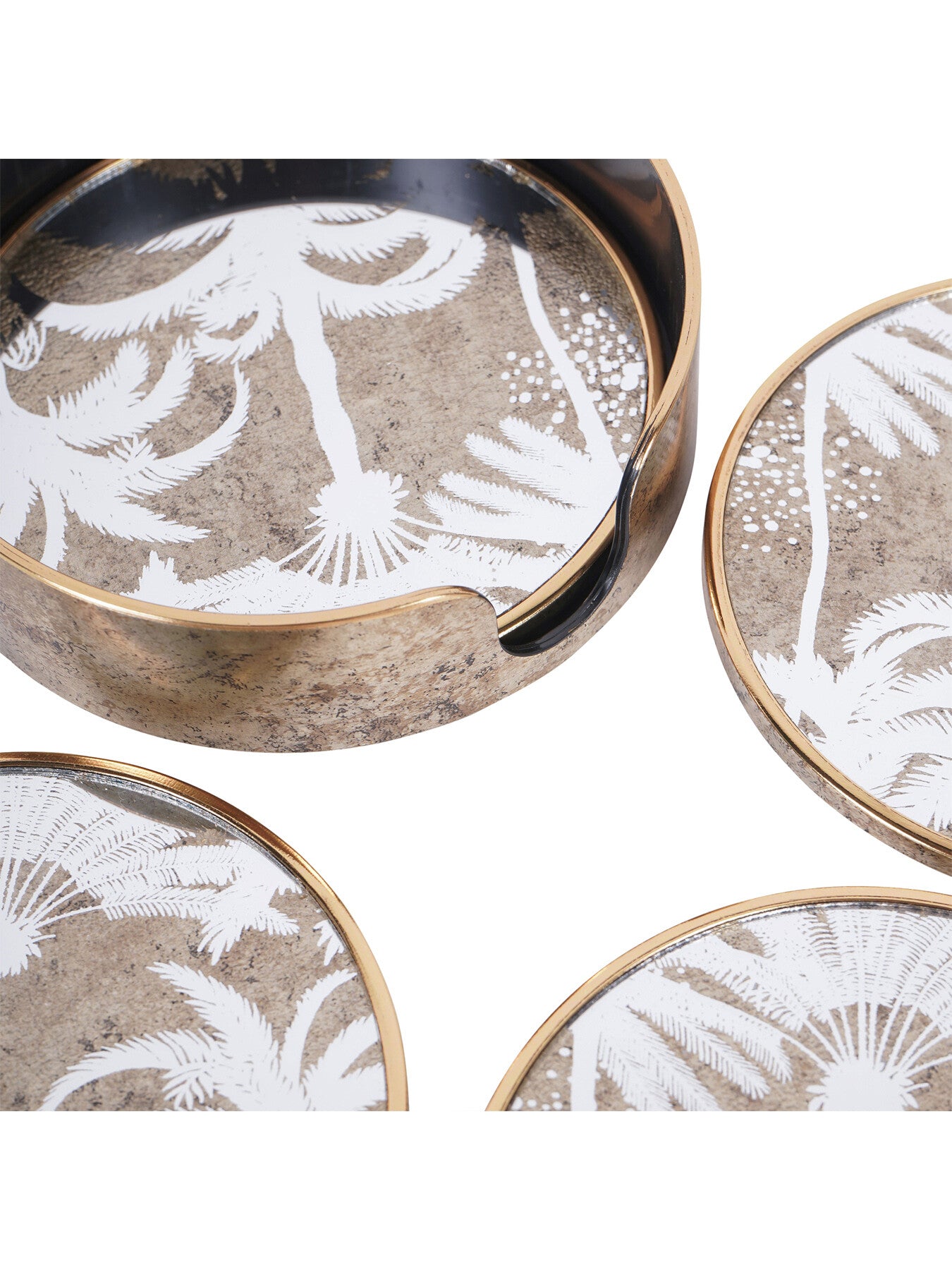 Palm Tree Set Of 4 Round Coasters