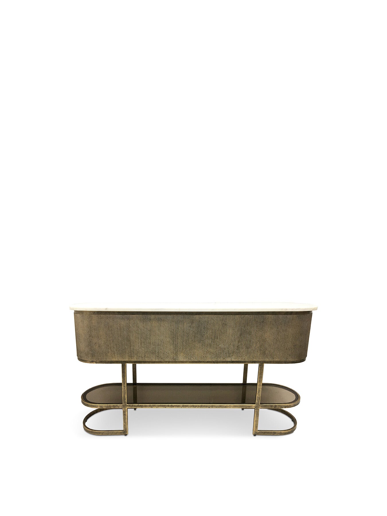 Belvedere Aged Gold Console With Shelf 140x35x80