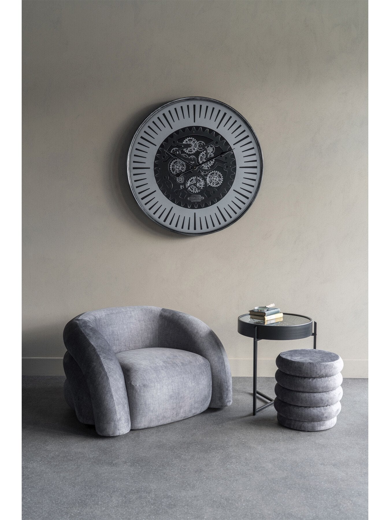 Palladium Side Table Clock with Moving Dials Black