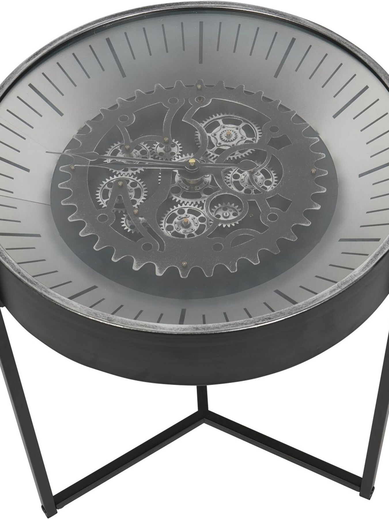 Palladium Side Table Clock with Moving Dials Black