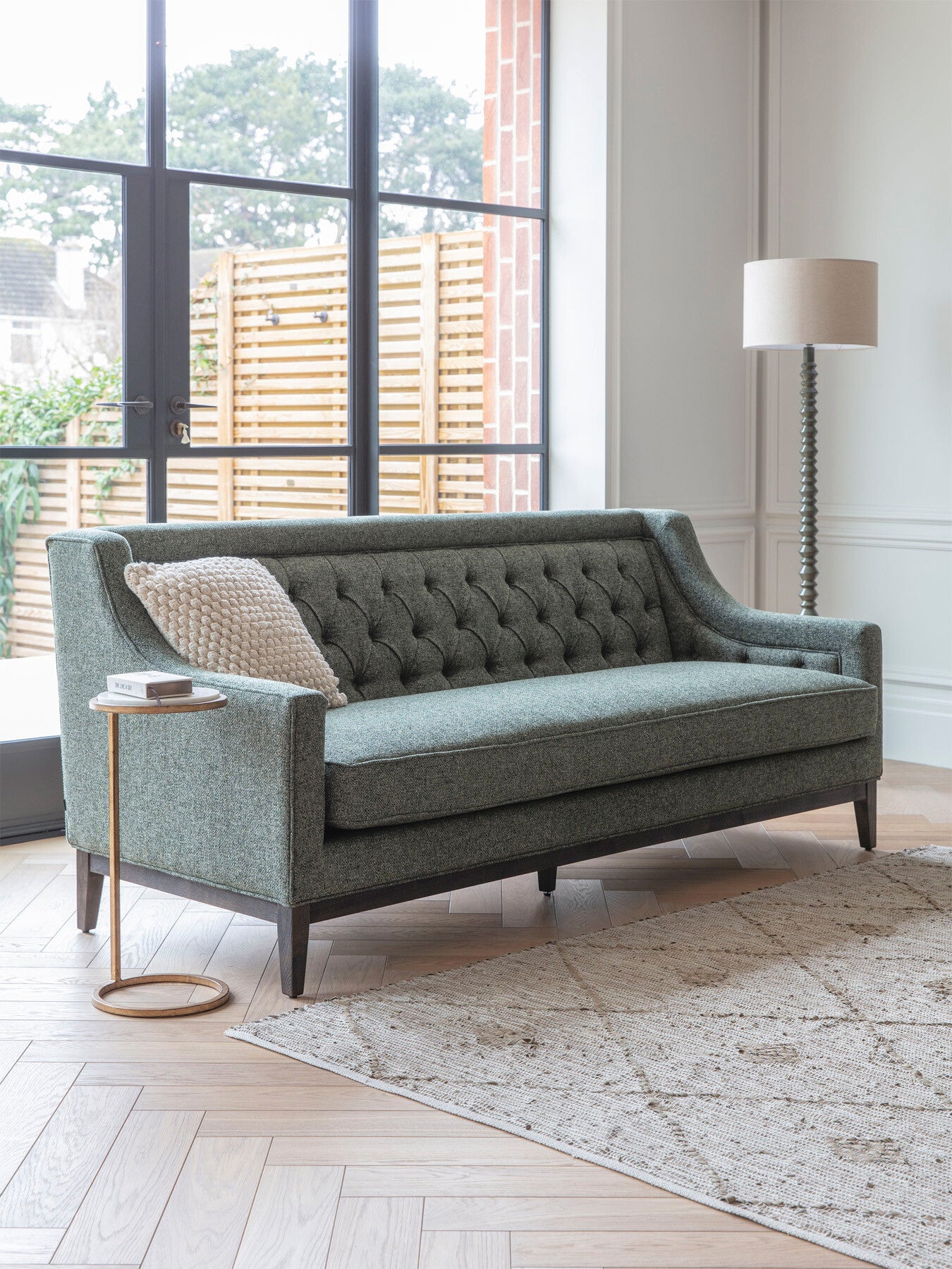 Theodore Buttoned Sofa Forest Green