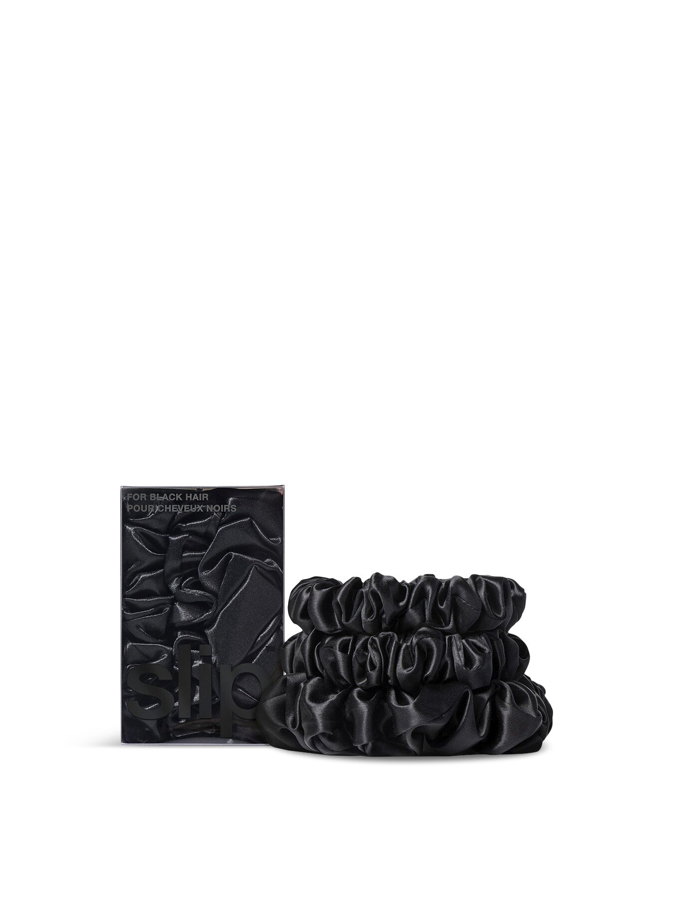 Pure Silk Assorted Scrunchies Set Of 3 Black