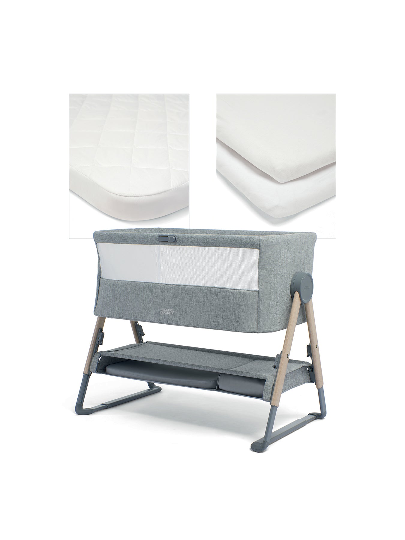 Lua Bedside Grey Crib Bundle