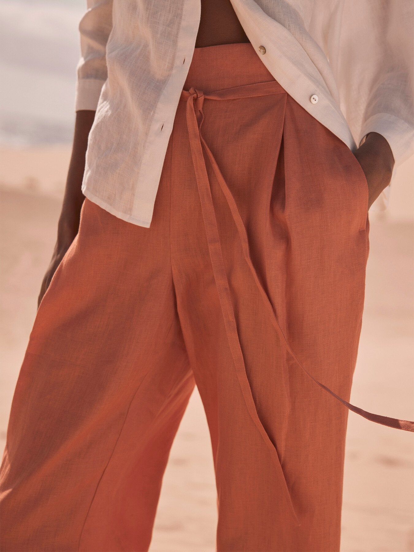 Linen Belted Trousers