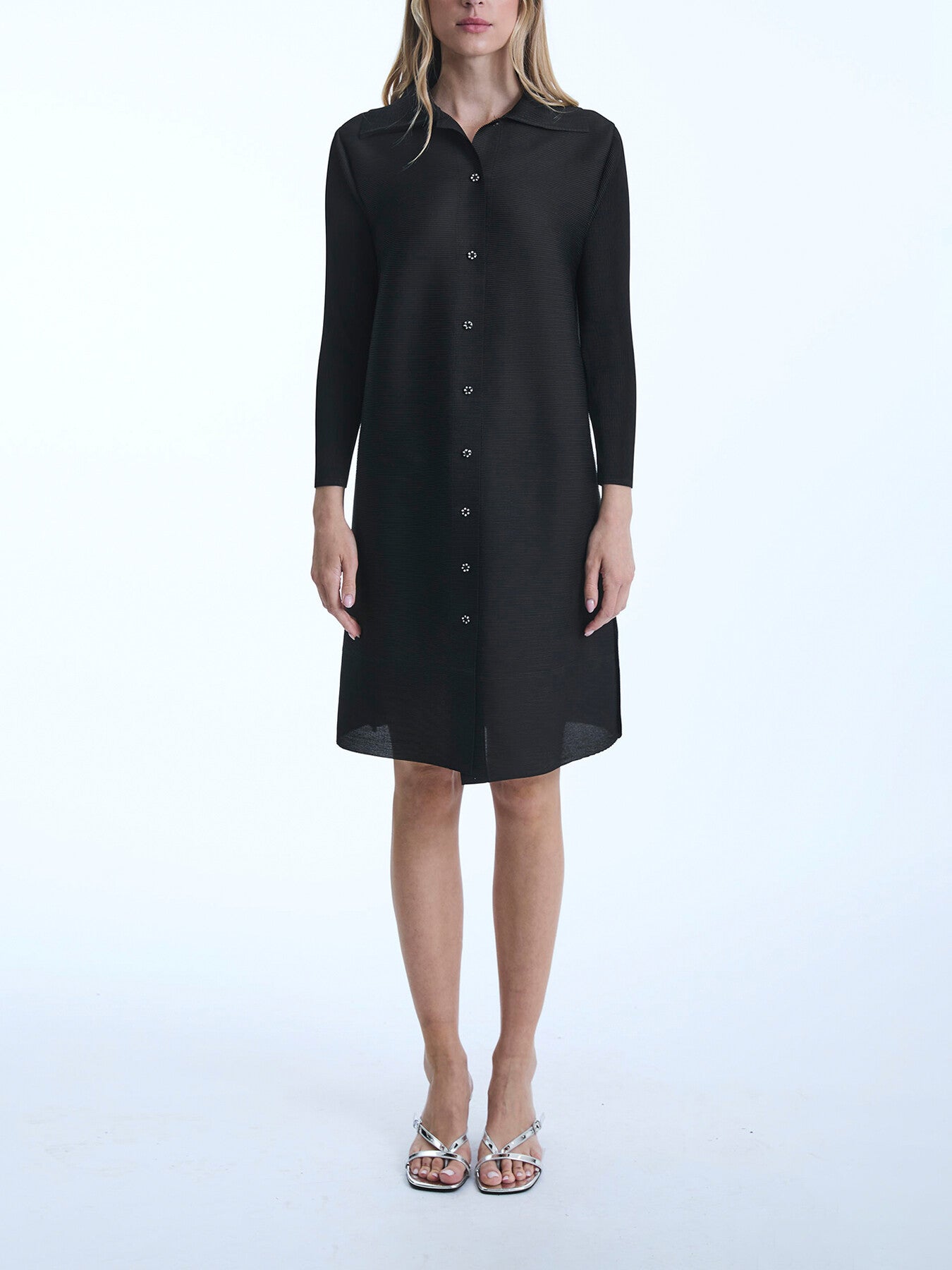 Pleated Short Shirt Dress