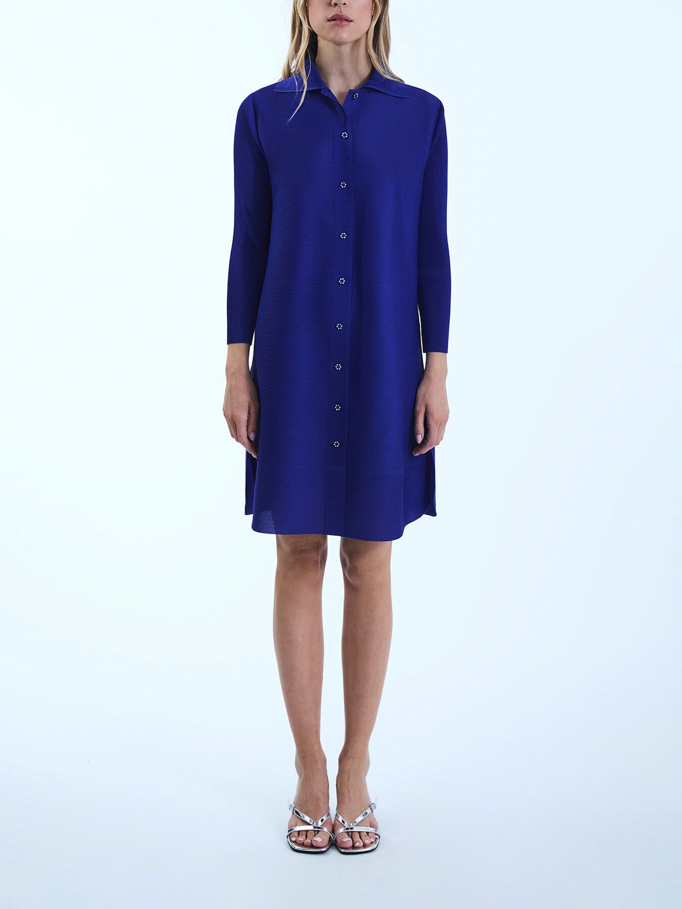 Pleated Short Shirt Dress