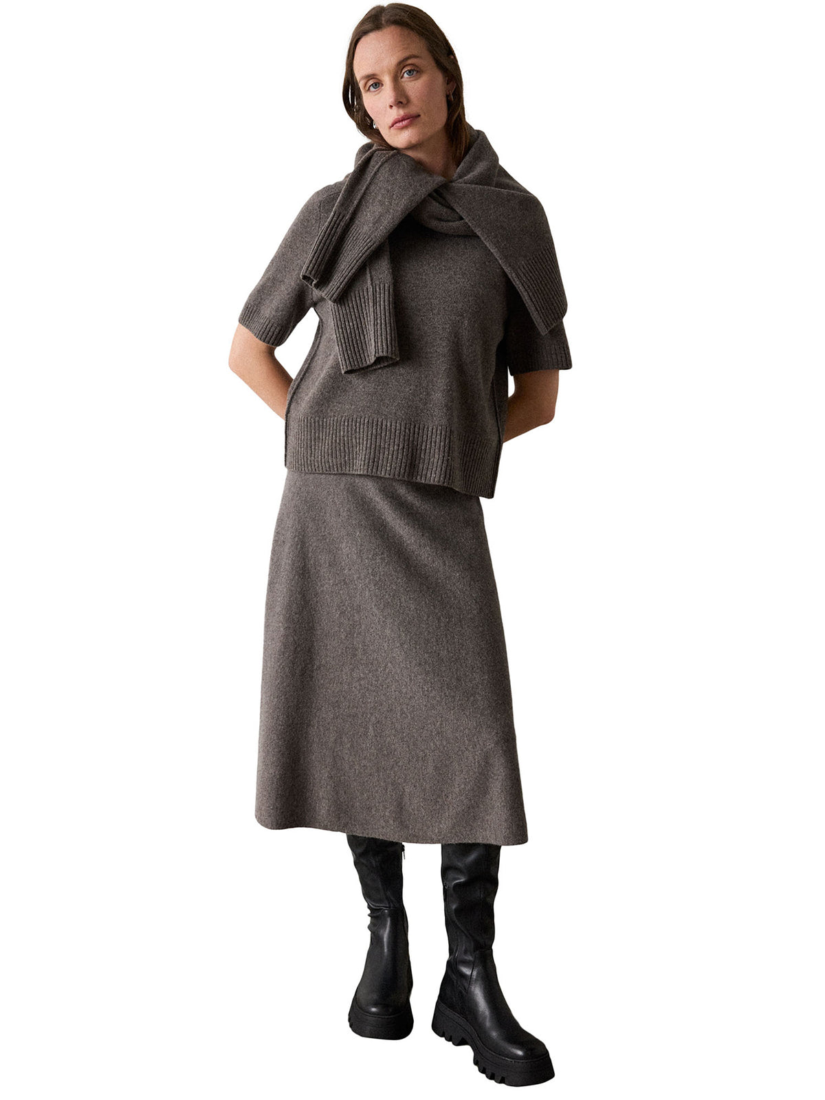 Wool Knitted Midi Skirt