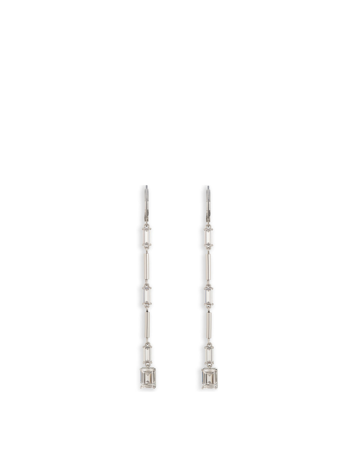 Cubic Zirconia Station Linear Drop Earrings