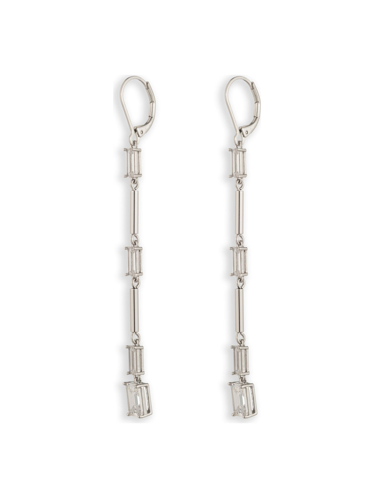 Cubic Zirconia Station Linear Drop Earrings