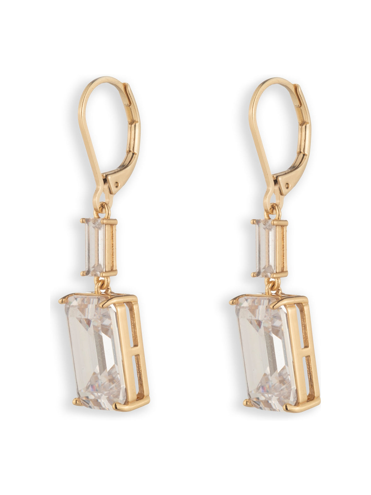 Cubic Zirconia Double Drop Earrings