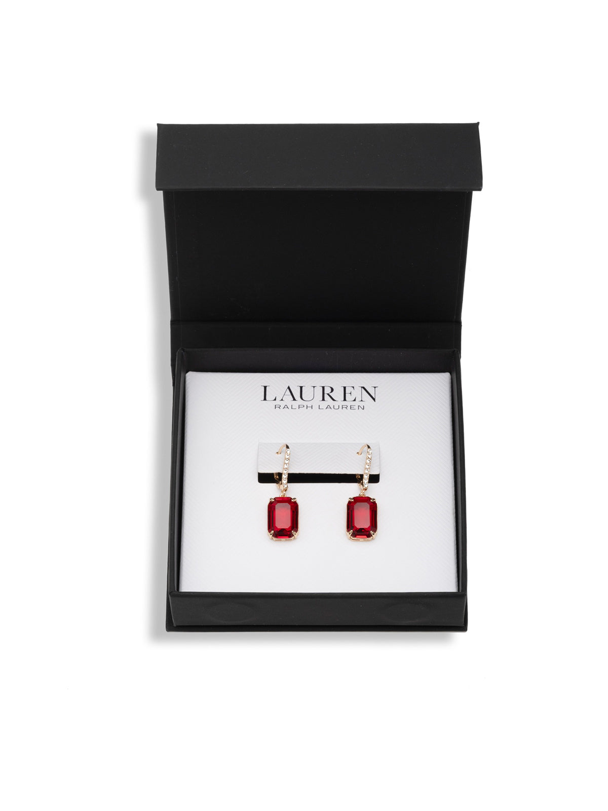 Stone Drop Hoop Earrings