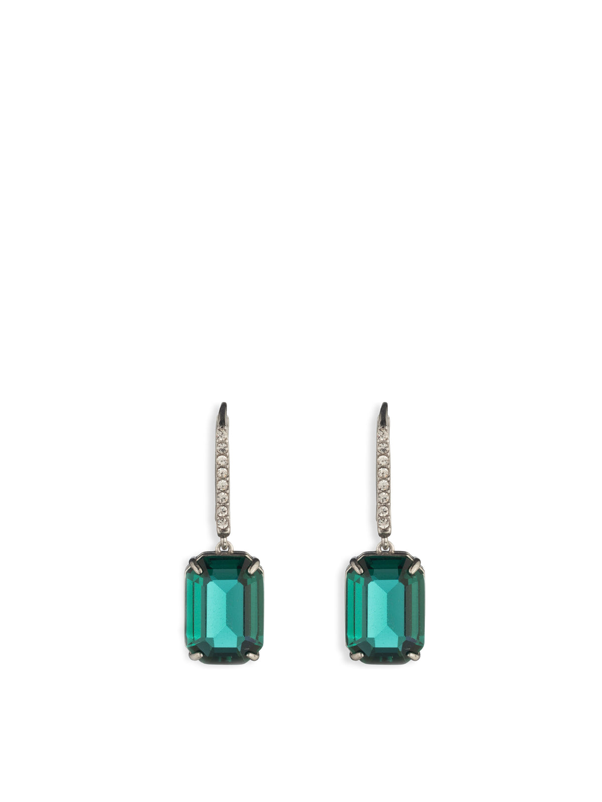 Stone Drop Hoop Earrings