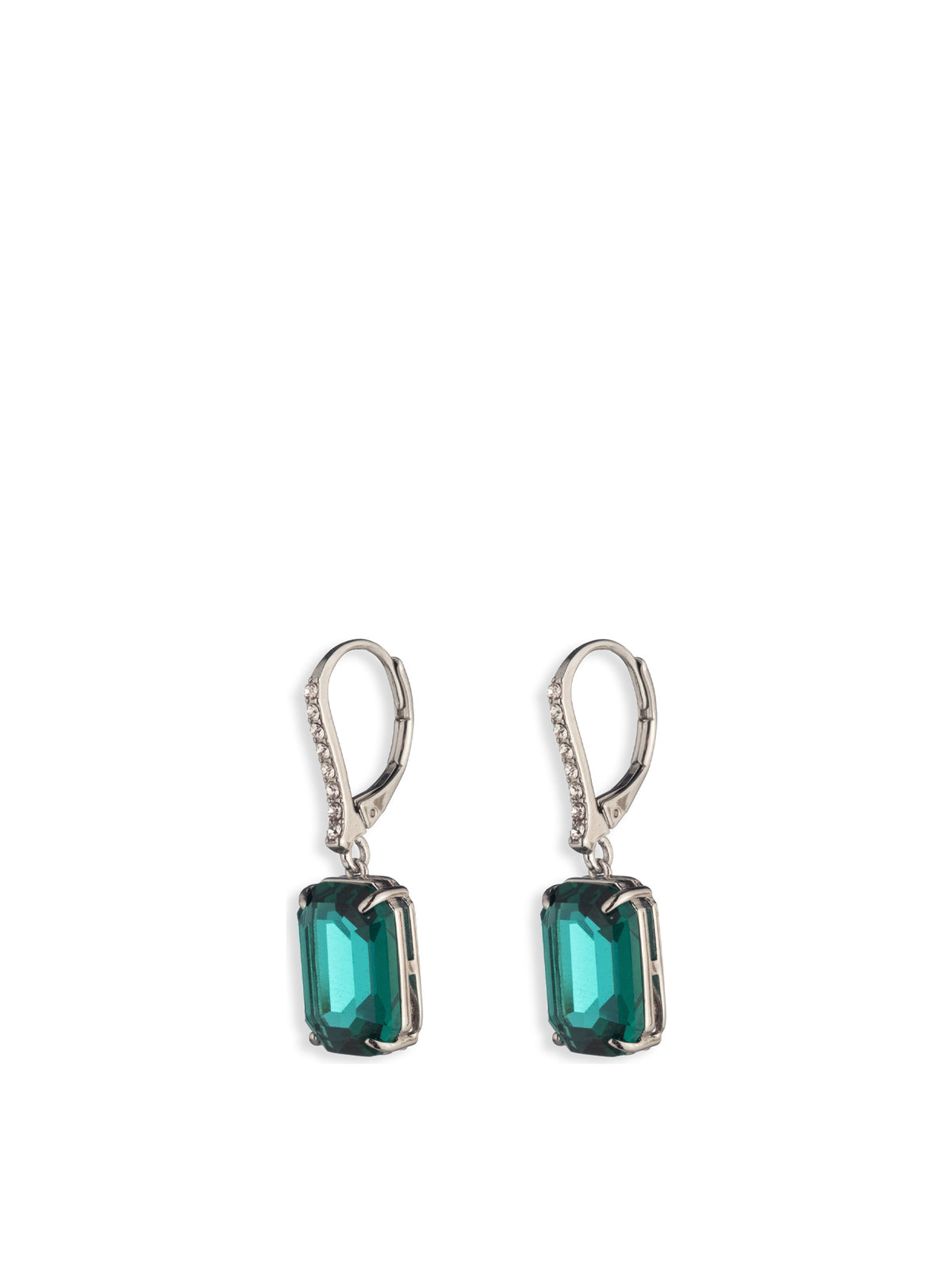 Stone Drop Hoop Earrings