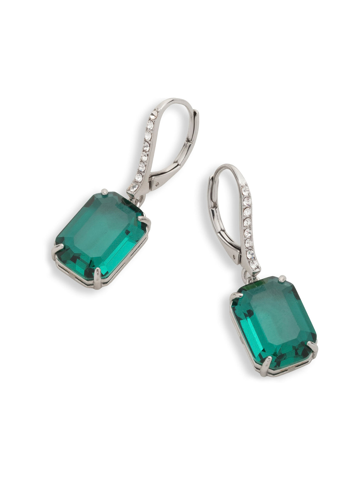 Stone Drop Hoop Earrings