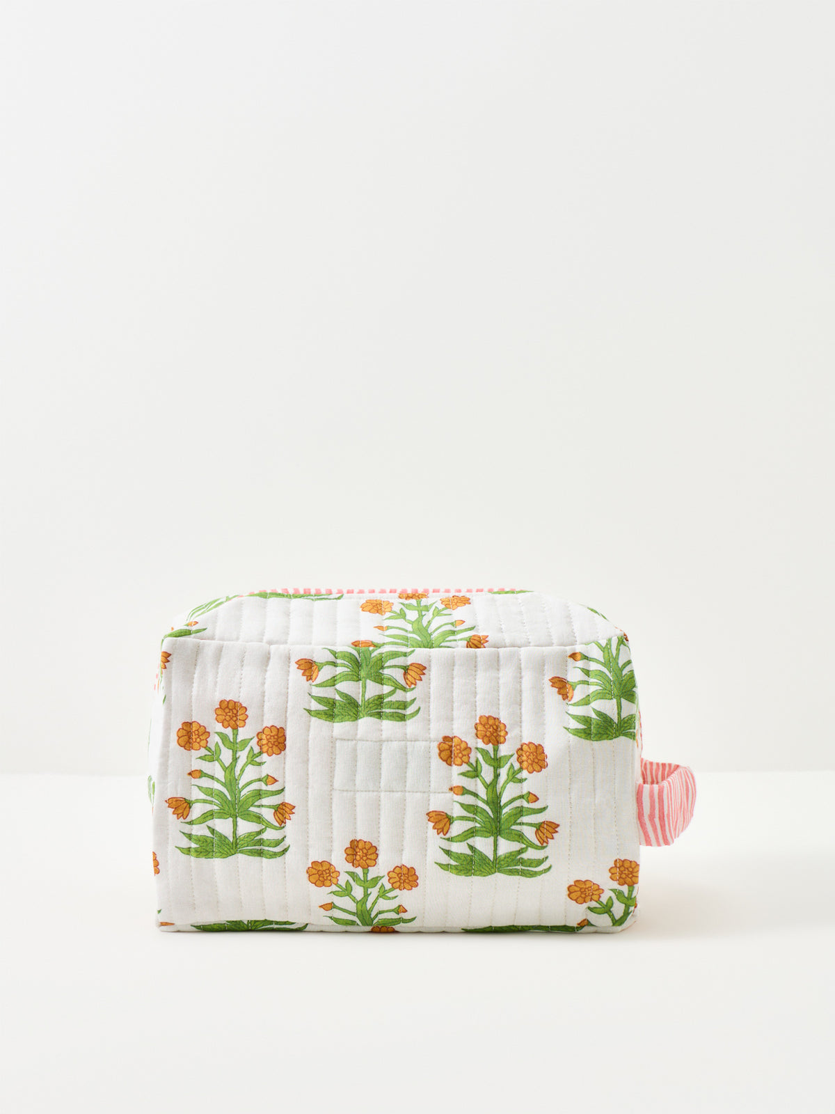 Organic Cotton Marigold Check Washbag - Pink