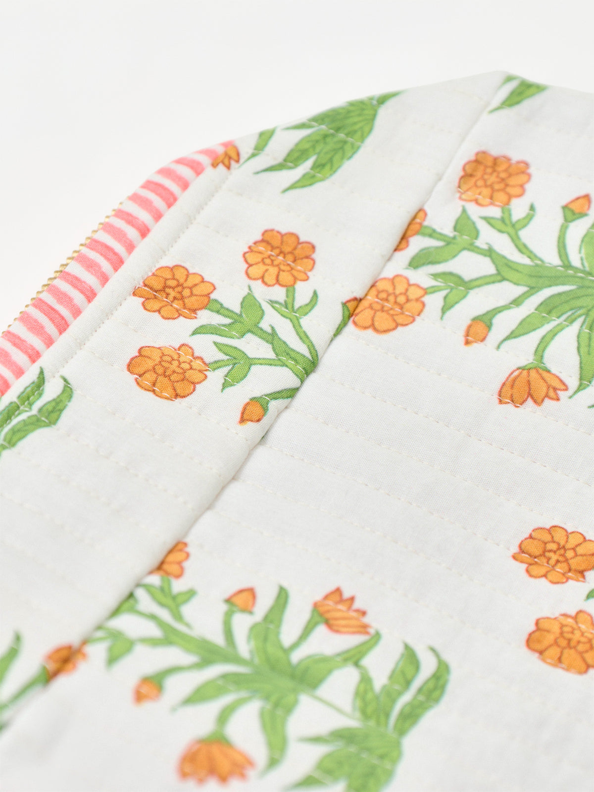 Organic Cotton Marigold Check Washbag - Pink
