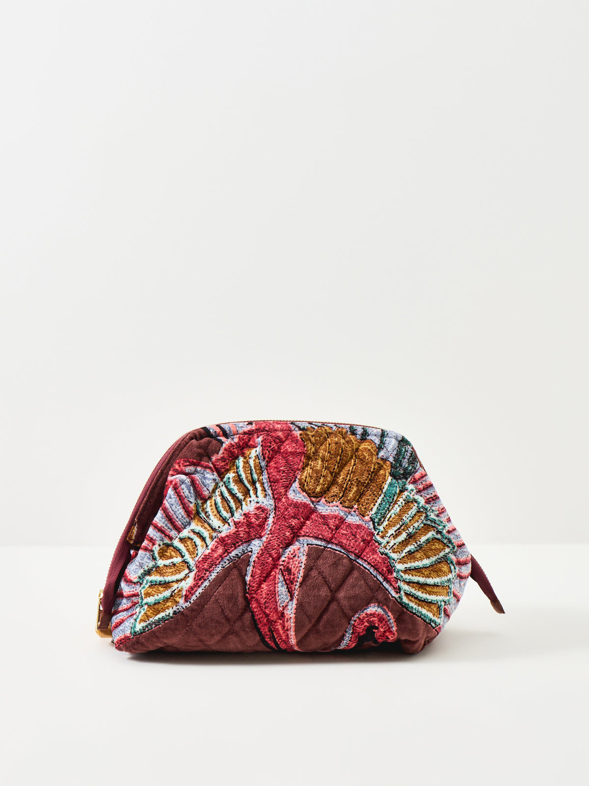 Organic Cotton Velvet Crane Pouch - Brown