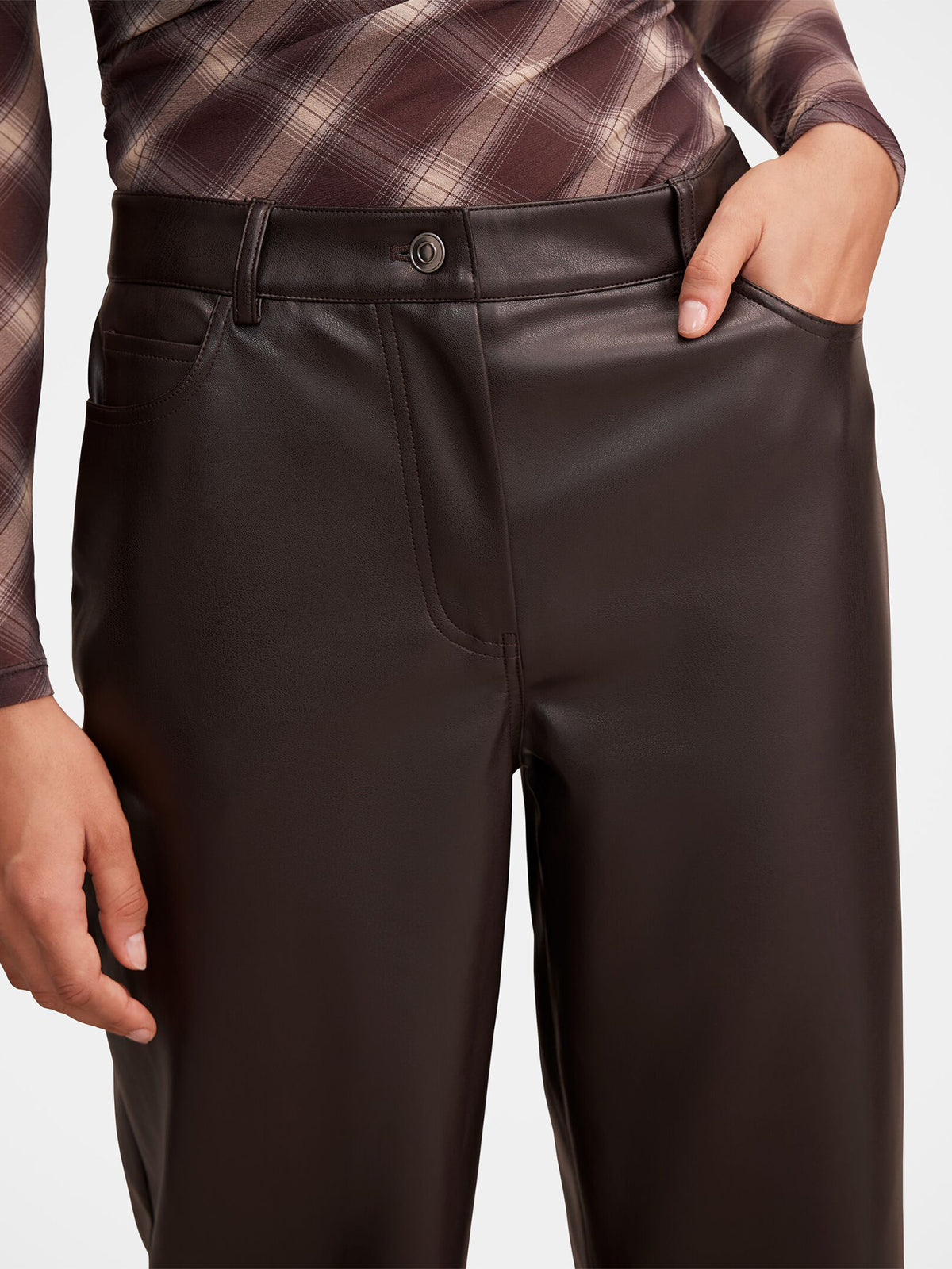 Cara Faux Leather Barrel Leg Trousers