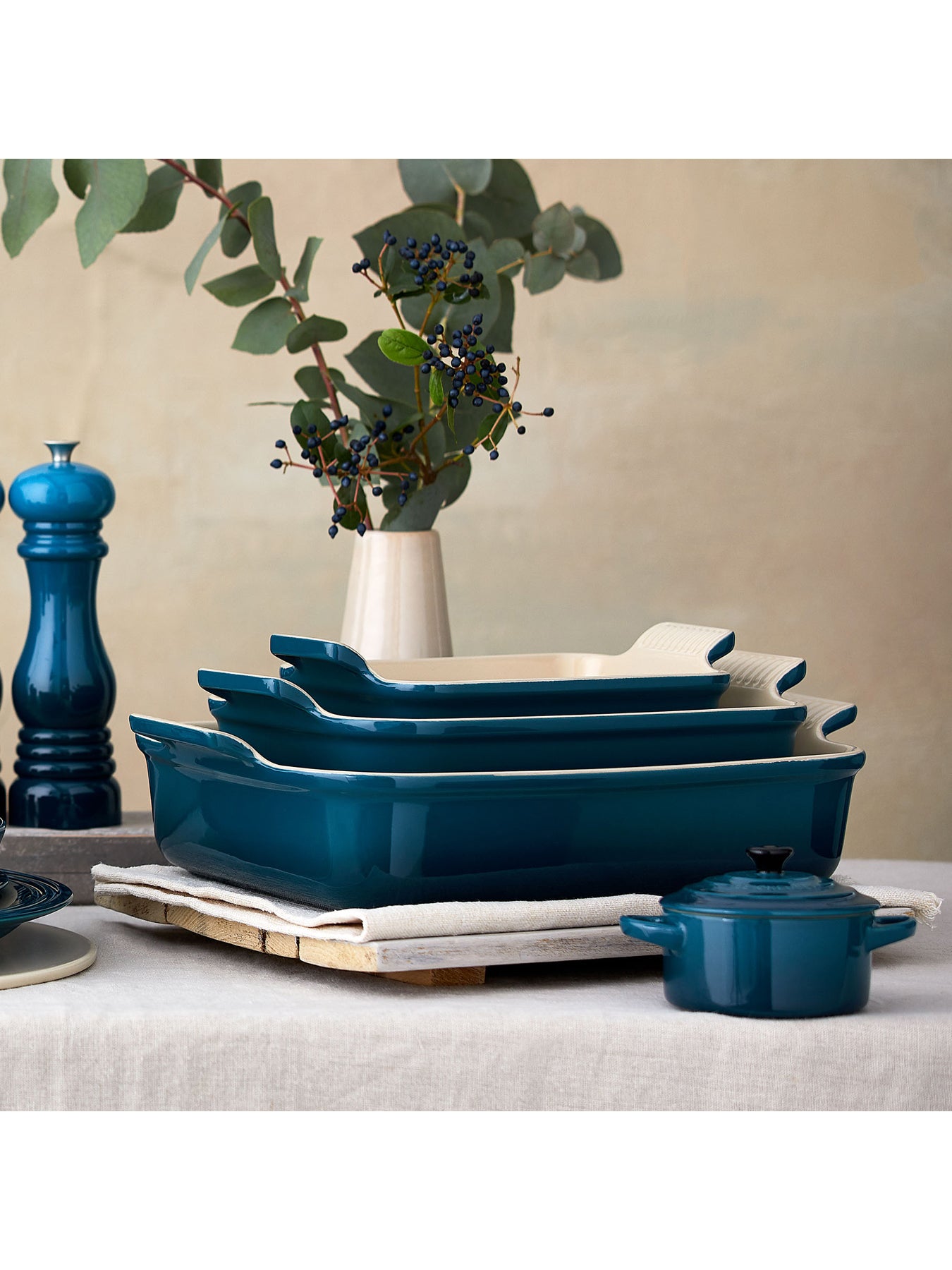 Stoneware Heritage Rectangular Dish Deep Teal 32cm