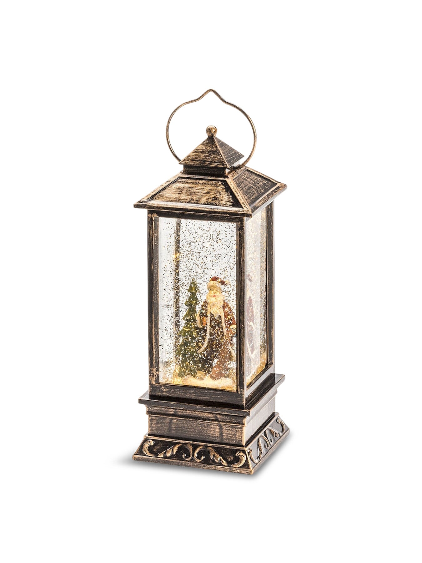 Lantern With Santa Water Filled Warm White Led
