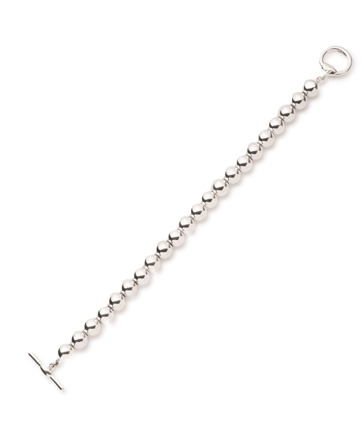 Silver Tone Beaded Bracelet with Toggle Clasp