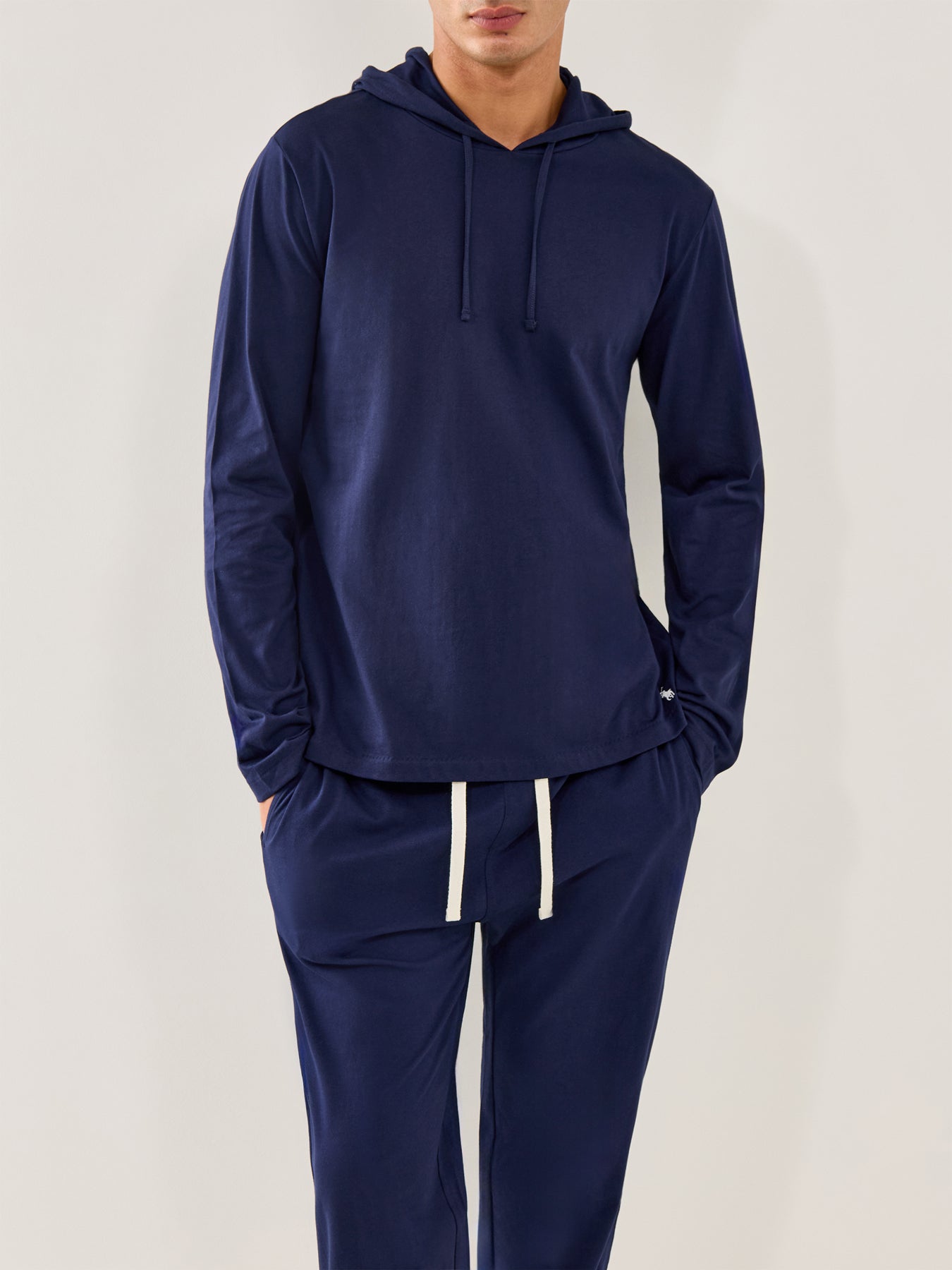 Long Sleeve Hooded Sleep Top (Blue)