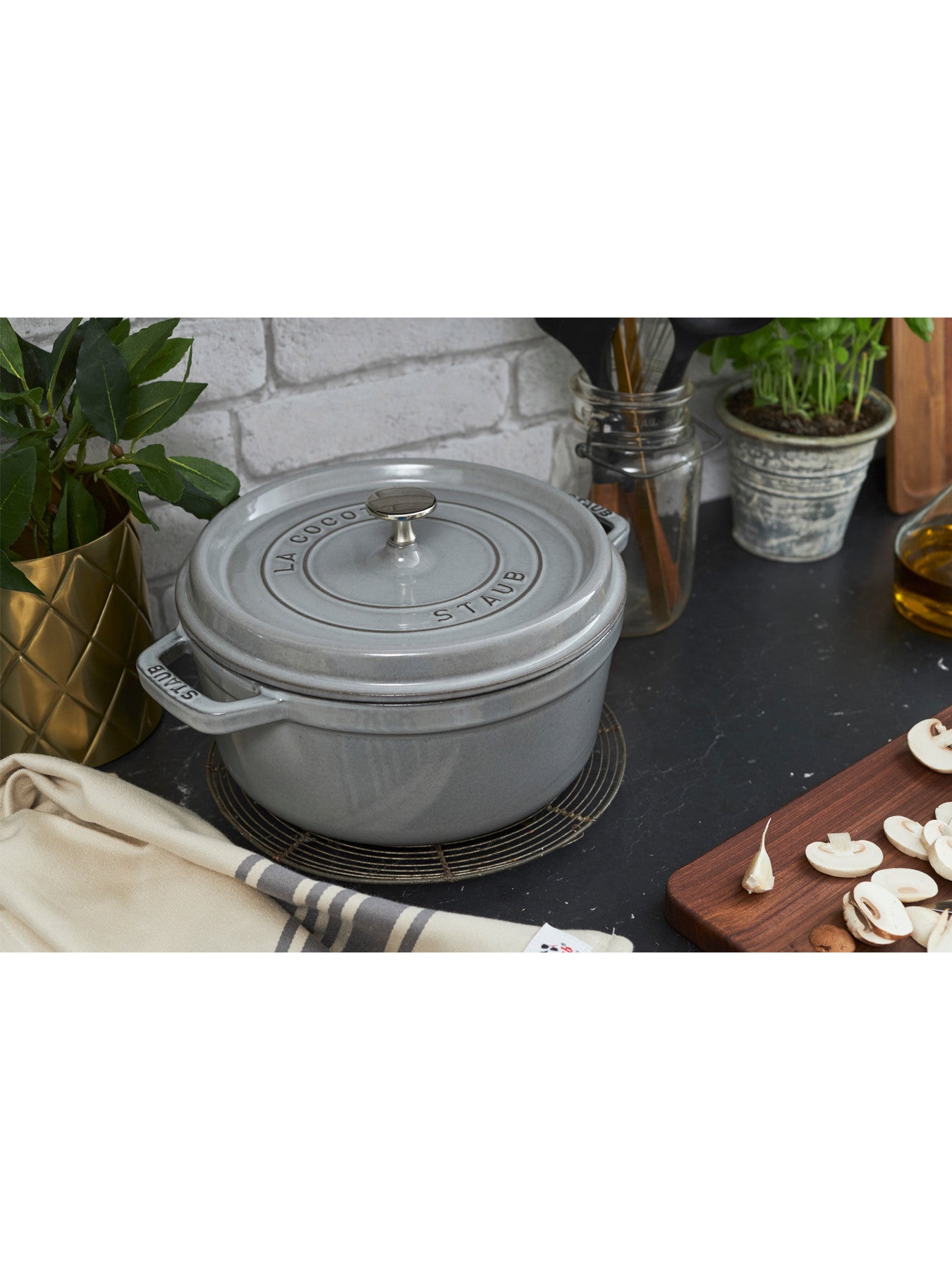 Round Cast Iron Cocotte Grey 24cm
