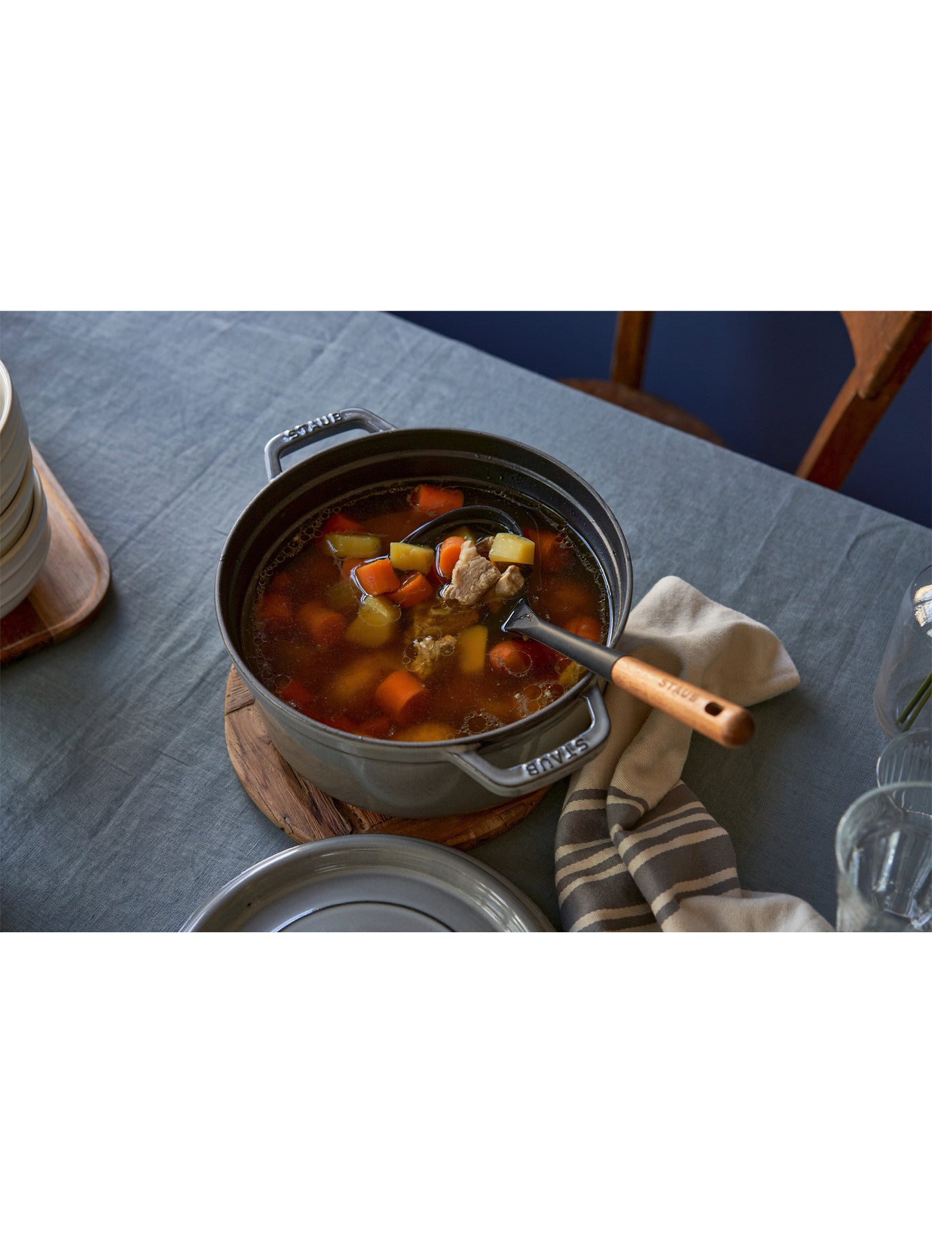 Round Cast Iron Cocotte Grey 24cm