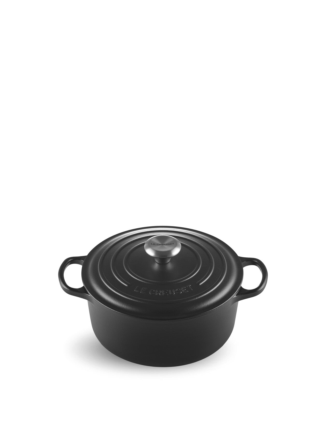 Cast Iron Round Casserole Dish Satin Black 24cm