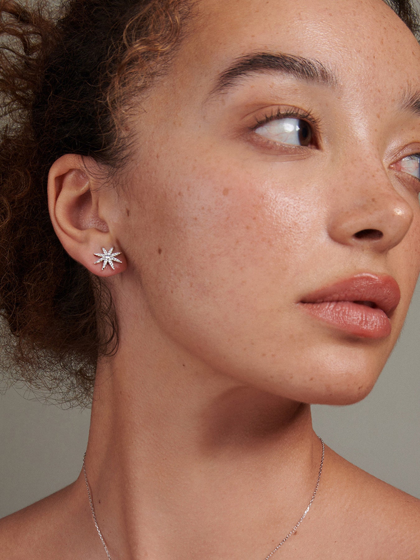 Vega Stud Earrings White Gold Plated Sterling Silver