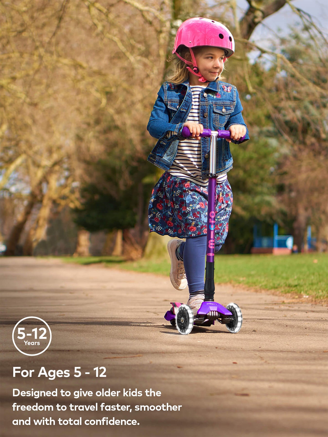 Purple Maxi Deluxe LED Foldable Scooter
