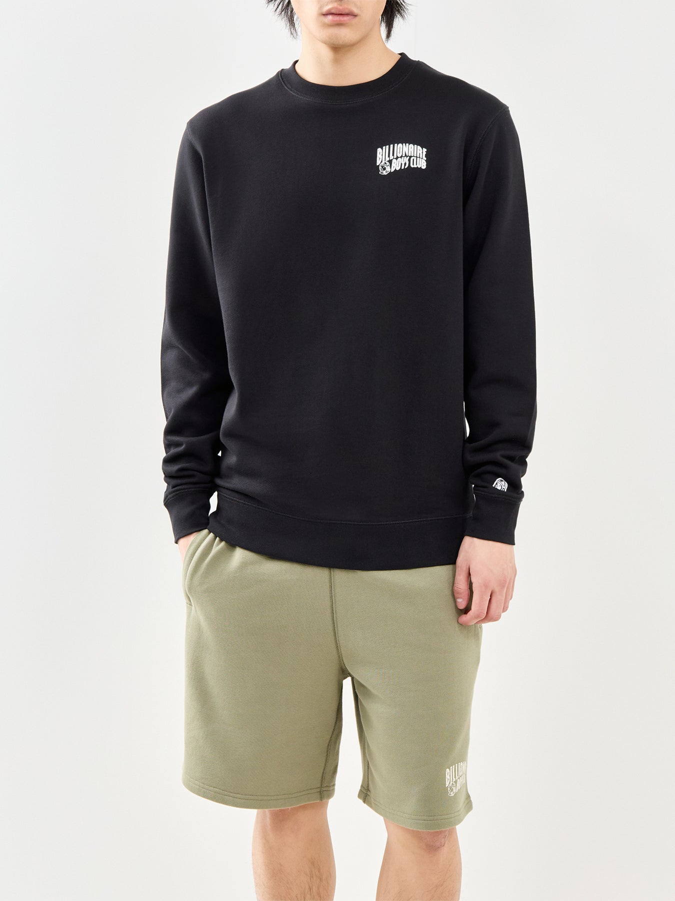 Small Arch Logo Cotton Crewneck Sweatshirt Black