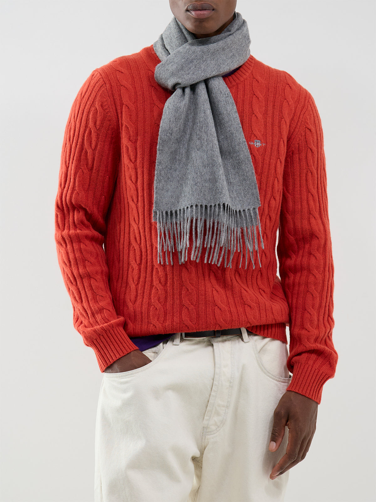 Lambswool Scarf - Light Grey Marl
