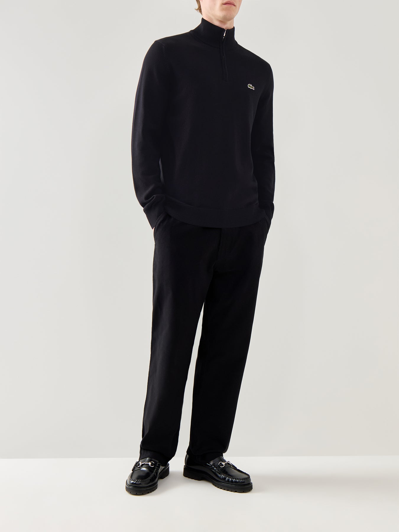 Half Zip Organic Cotton Knitwear Black