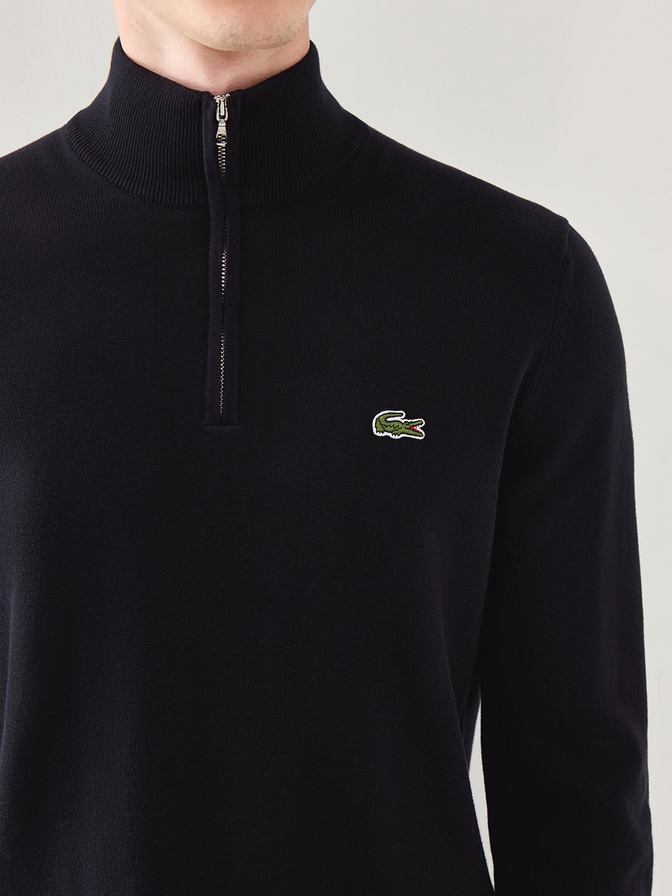 Half Zip Organic Cotton Knitwear Black