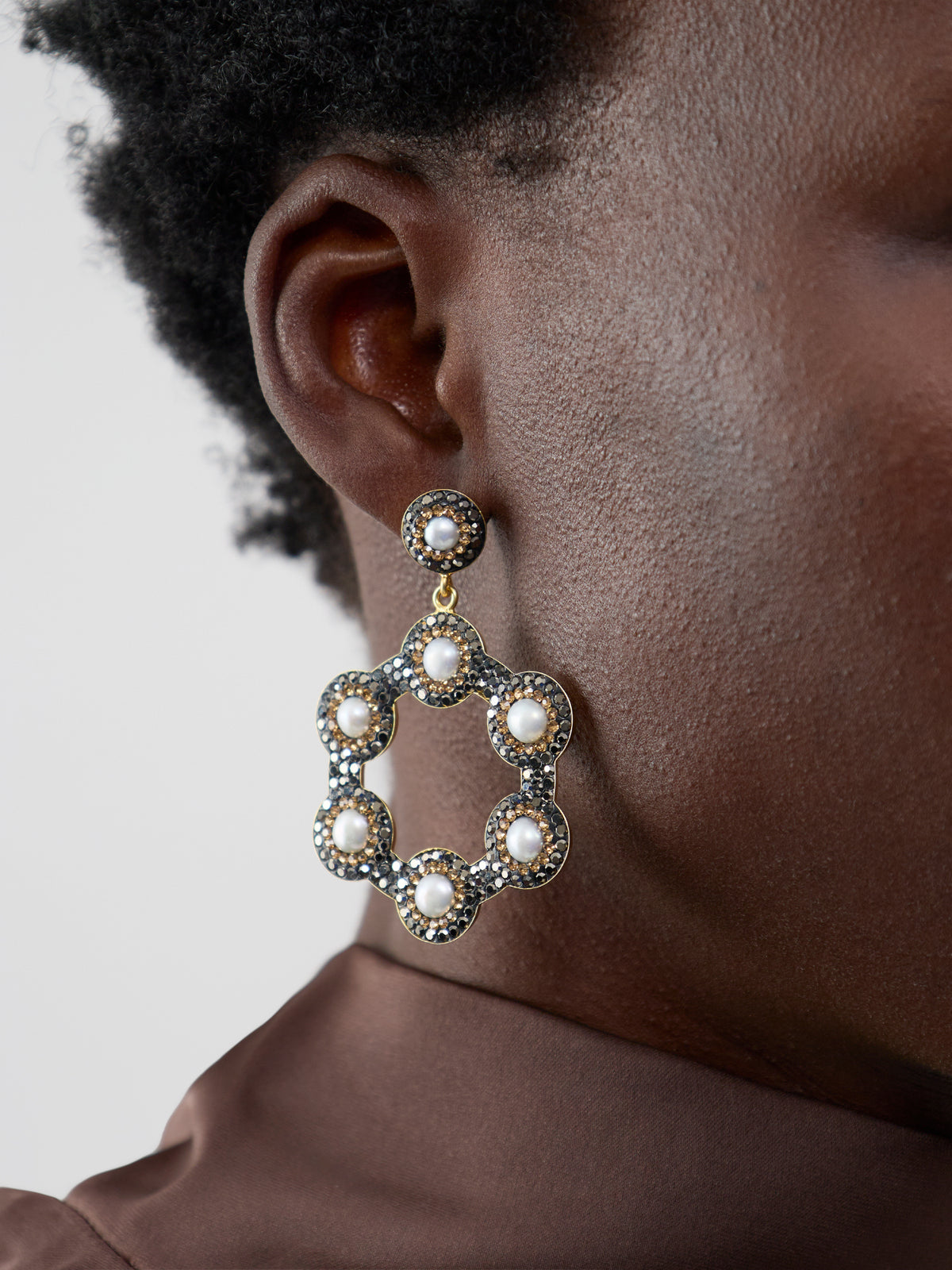 Baroque Pearl Mini Hoop Earrings 18kt Gold Plated Silver