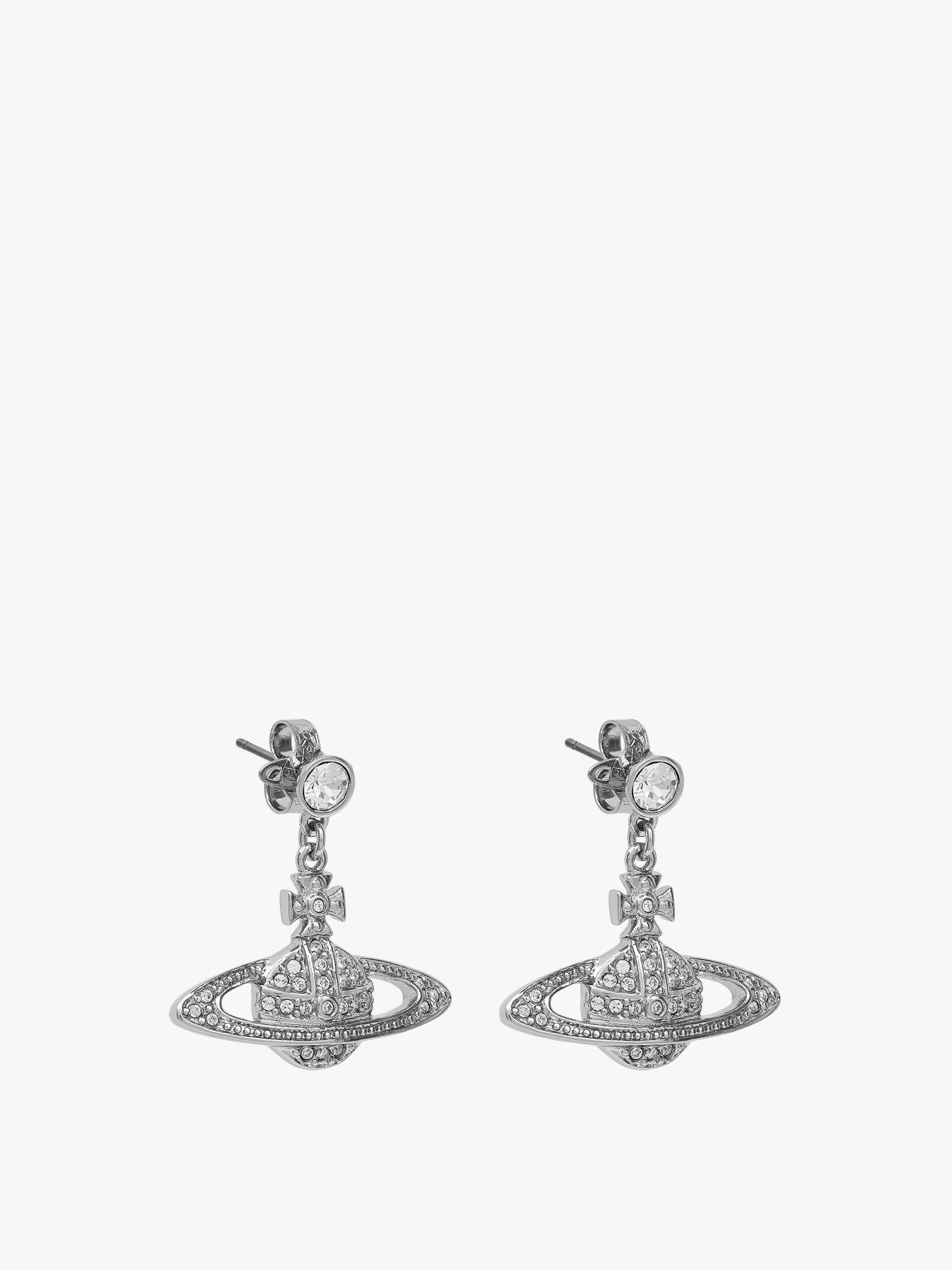 Mini Bas Relief Drop Earrings Platinum/Crystal