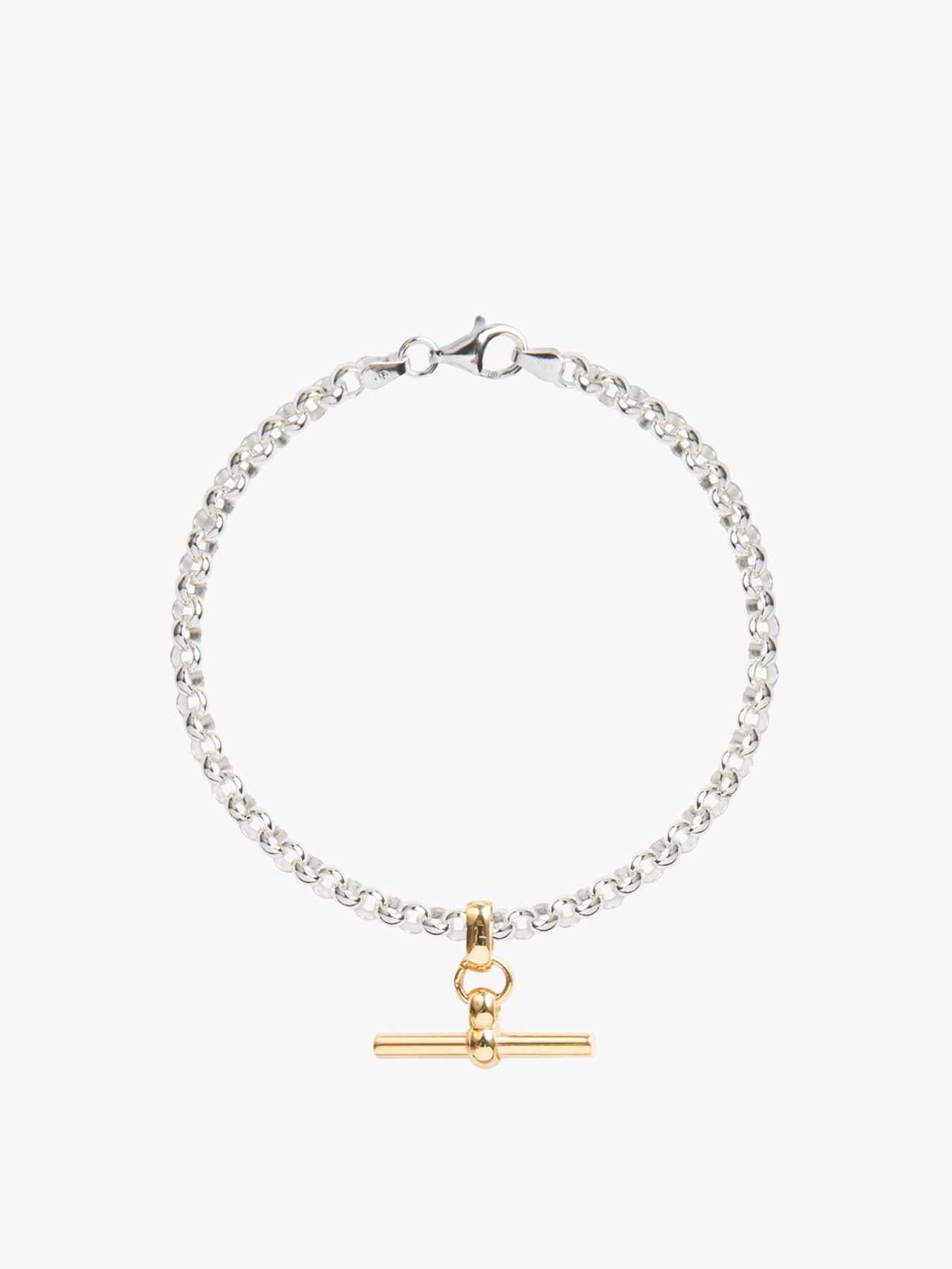 Two Tone Belcher Bracelet with T-Bar
