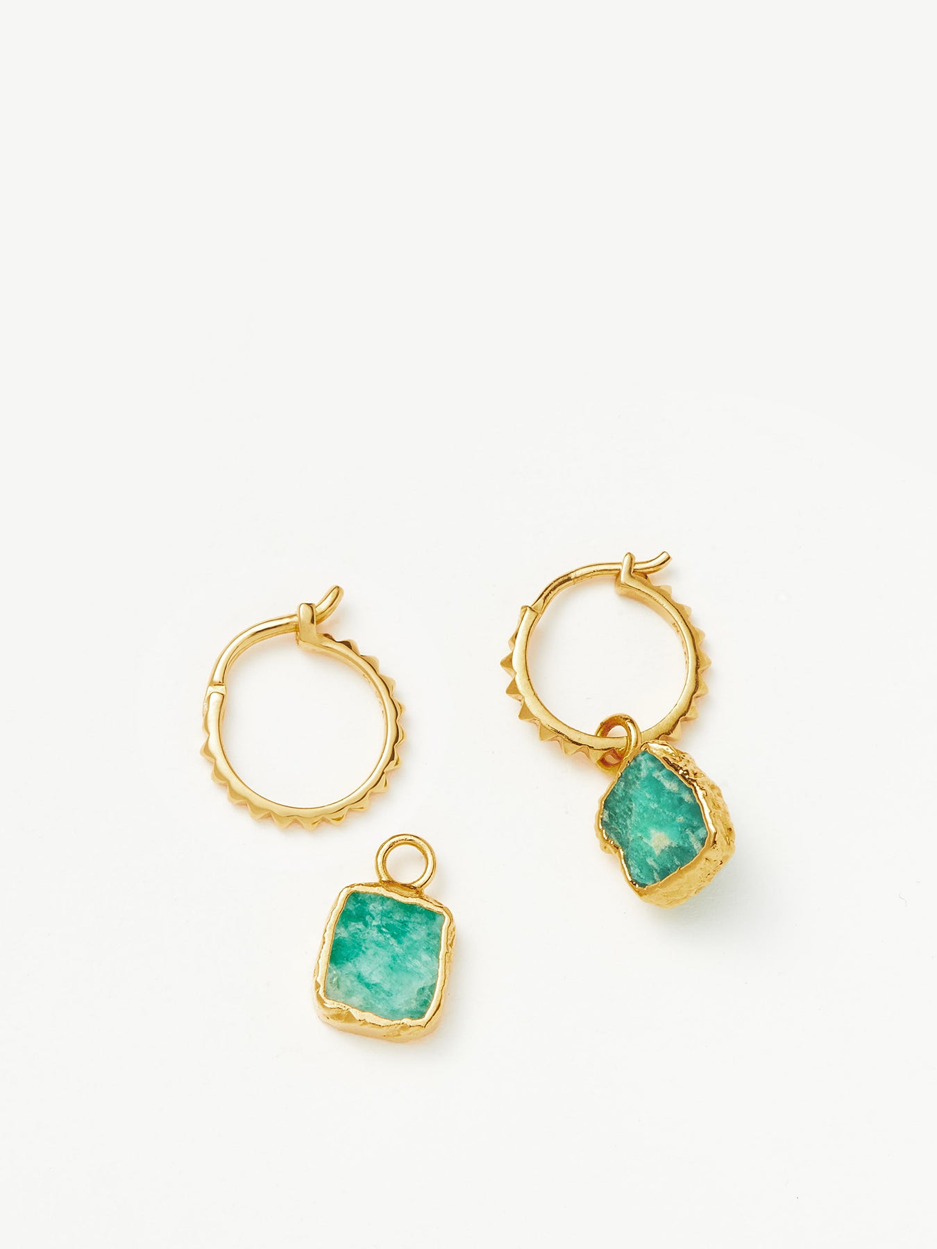 Amazonite Mini Charm Pyramid Hoops