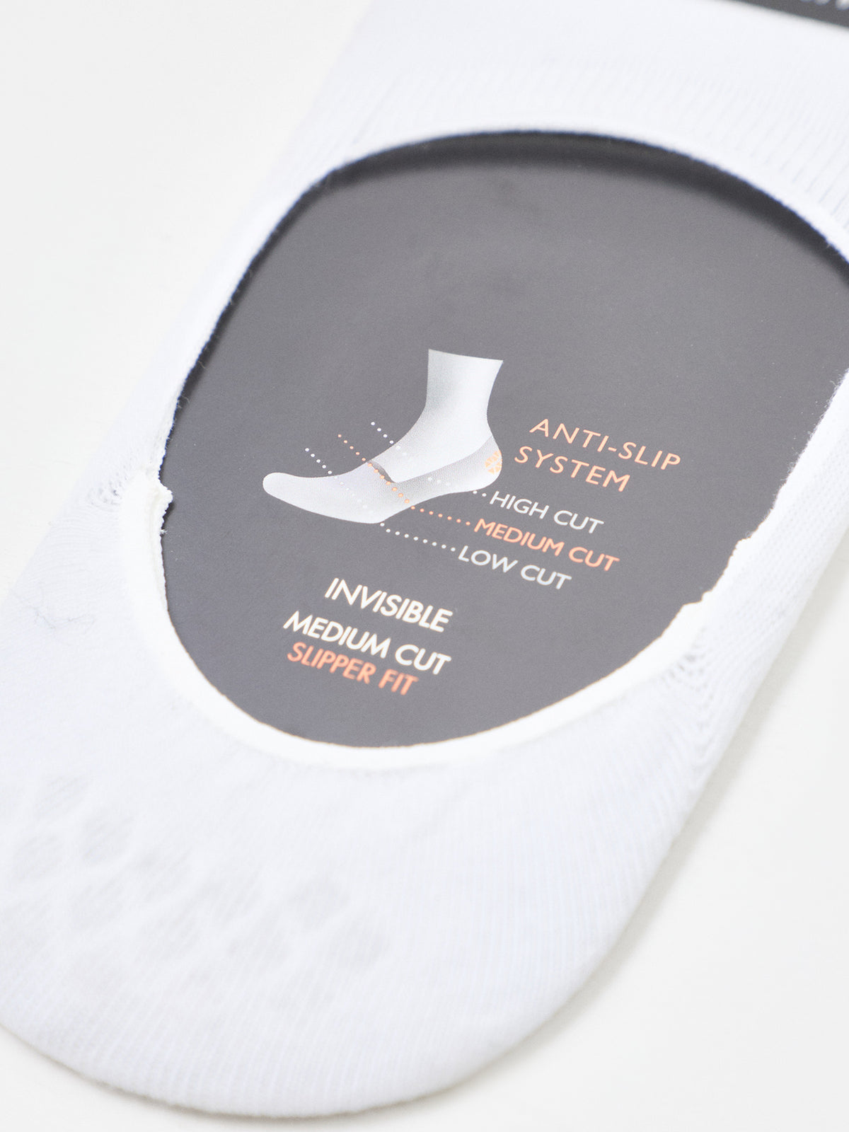 Invisible Medium Cut Socks White